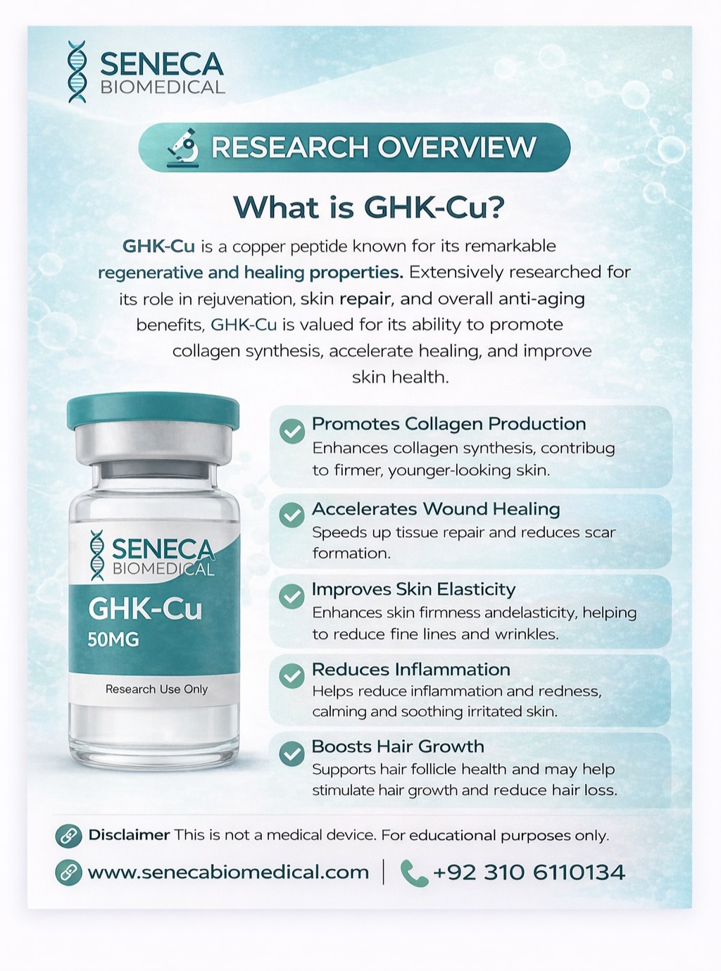 senecabiomedicalpk Facebook ad: Research Overview: GHK-Cu (Copper Peptide)
