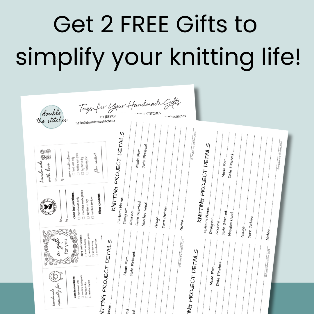 Double The Stitches Facebook ad: Get Your Project Trackers + Never Forget a Detail Again!
