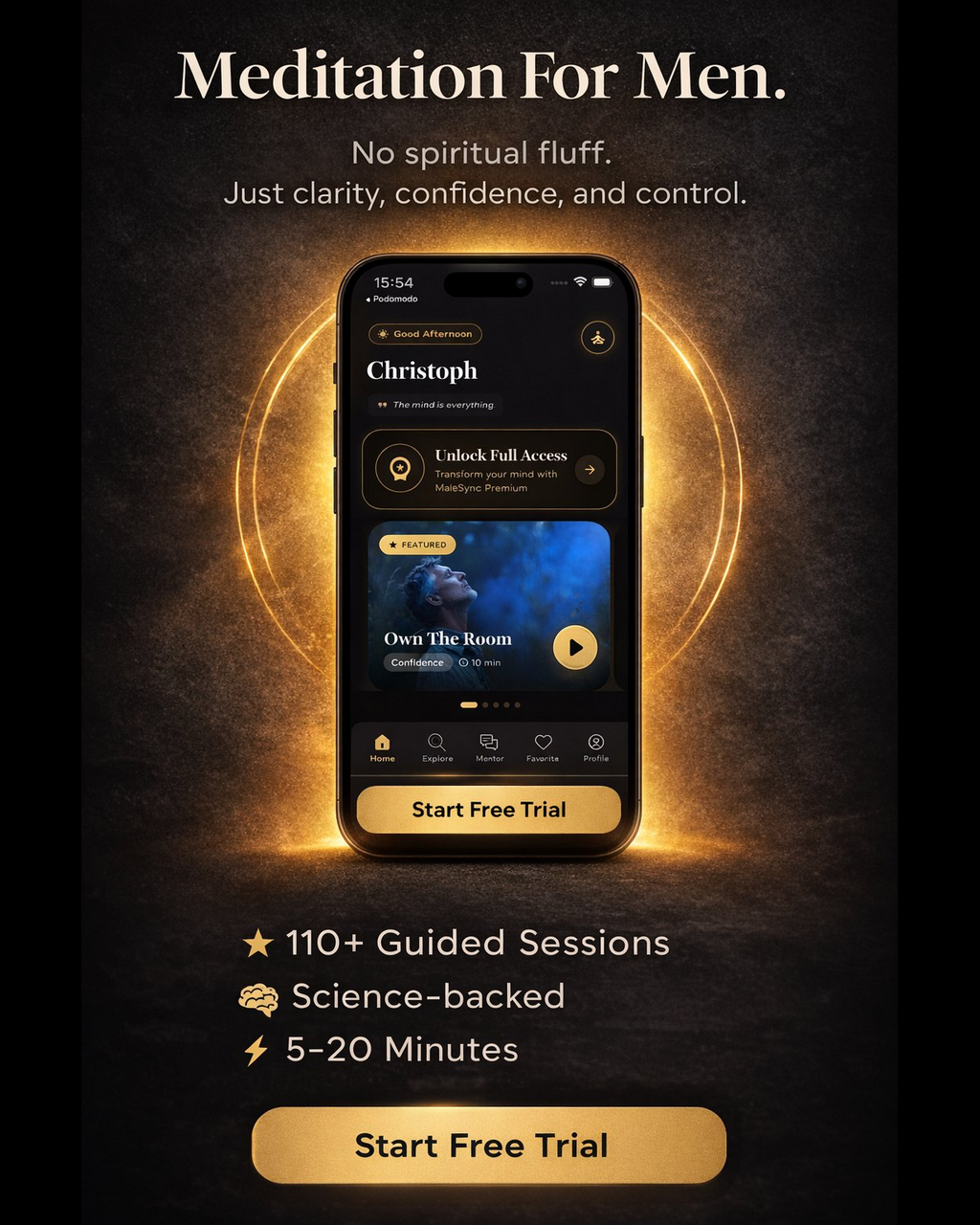Malesync Facebook ad: Not your typical meditation app