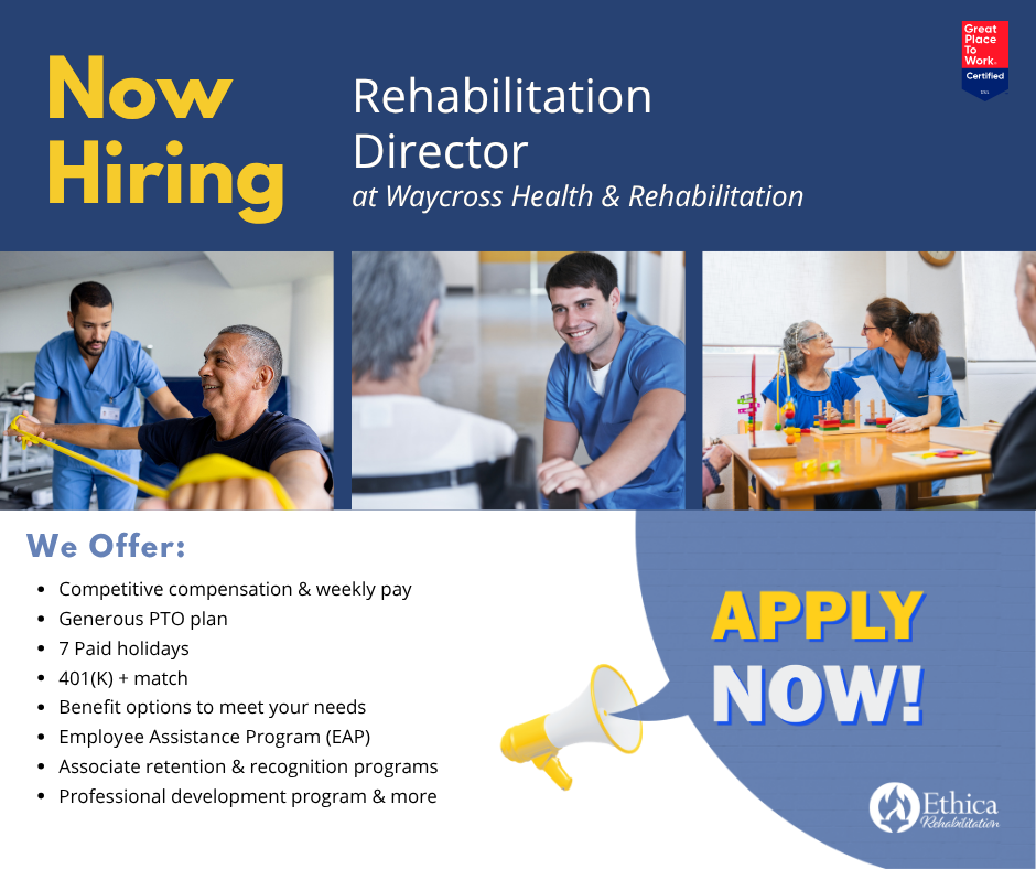 Waycross Health & Rehabilitation Facebook ad: We're hiring!