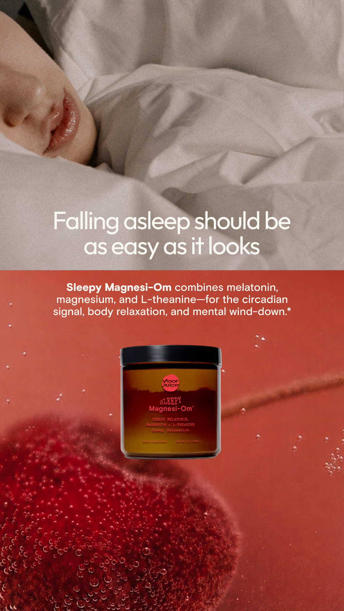Moon Juice Facebook ad: Cherry Sleepy Magnesi-Om