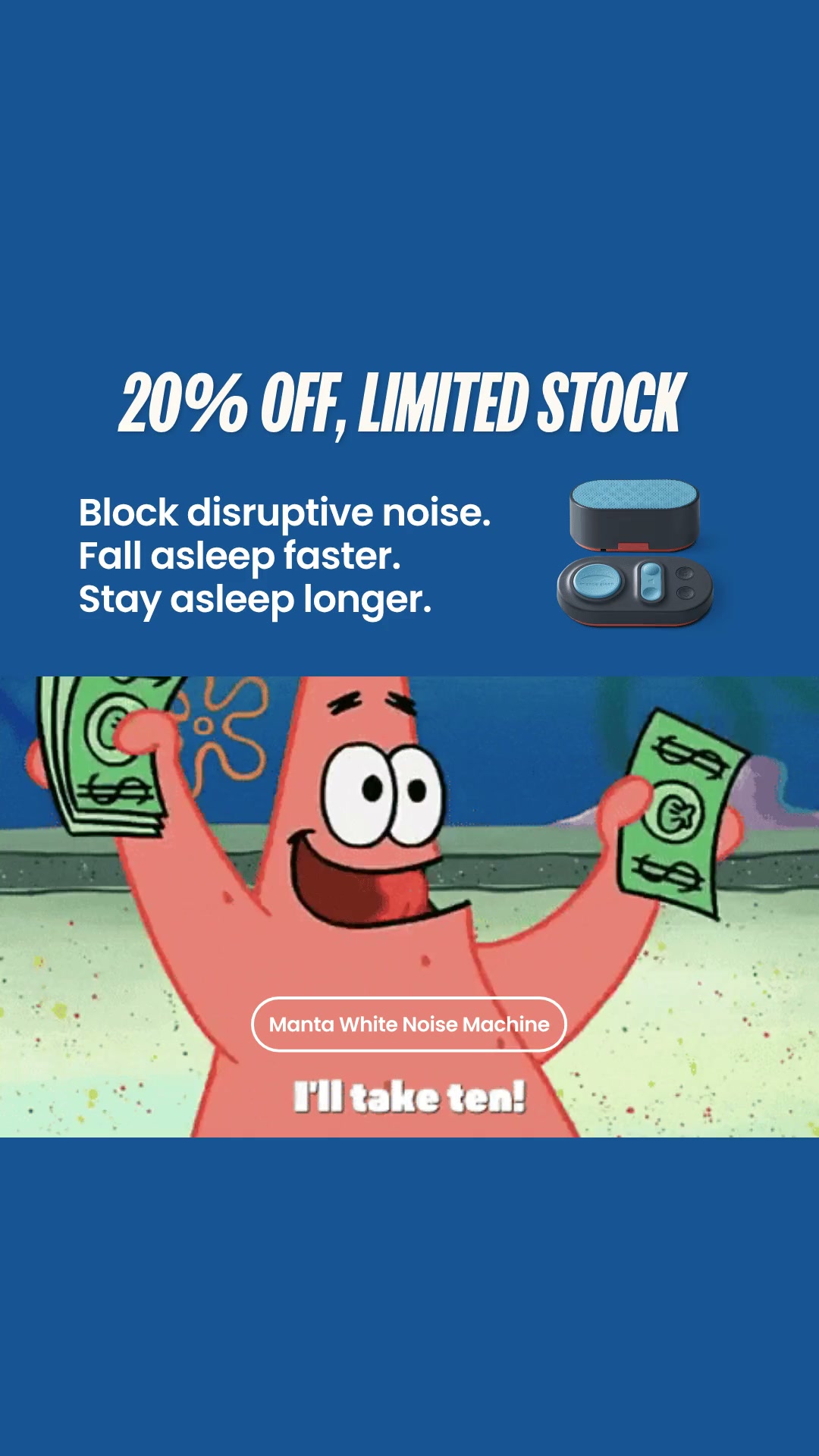 Manta Sleep Facebook ad: For a Limited Time Only