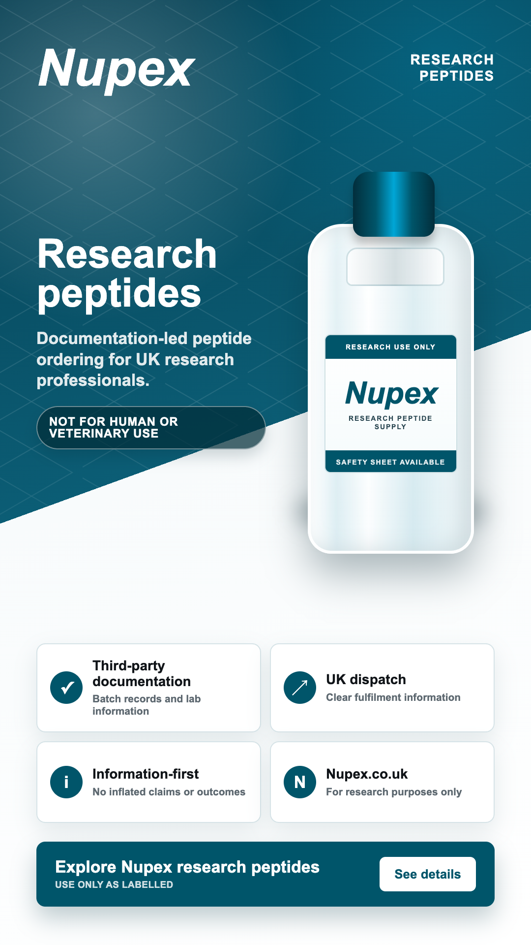 Nupex.co.uk Facebook ad: Research Peptides UK