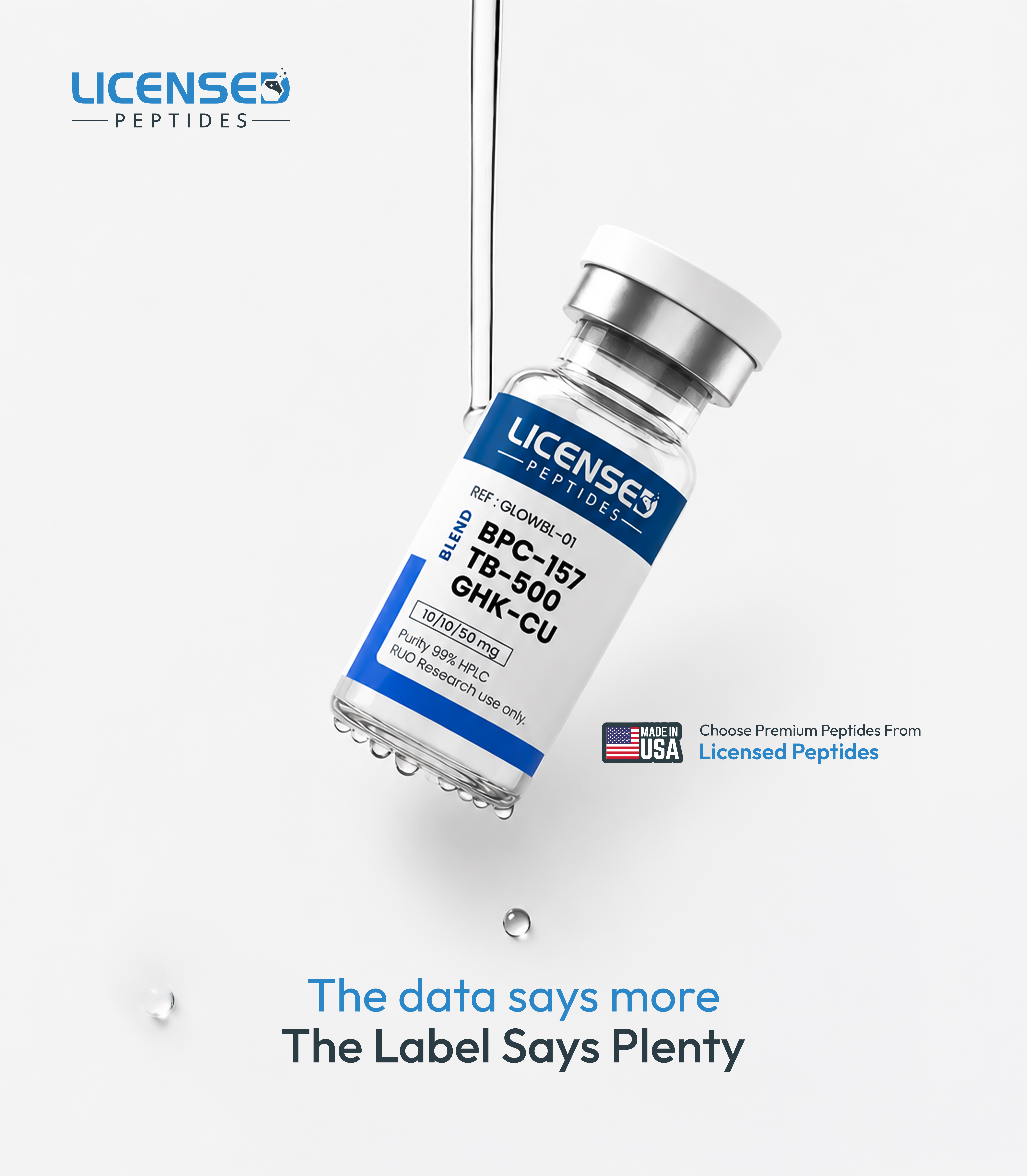 LicensedPeptides.com Facebook ad: Up to 50% Off Sale Now Live
