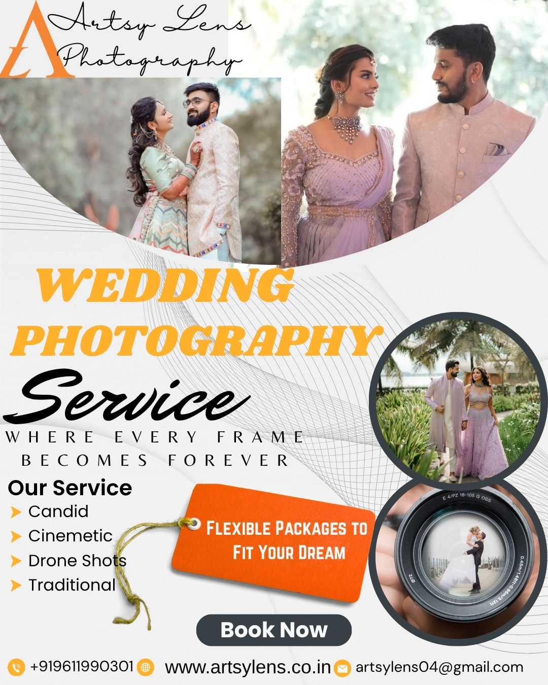 Artsy Lens Photography Facebook ad: Dreaming of magical wedding memories?