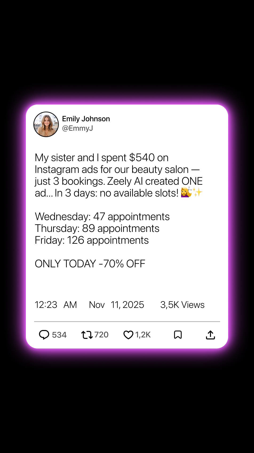 Zeely Facebook ad
