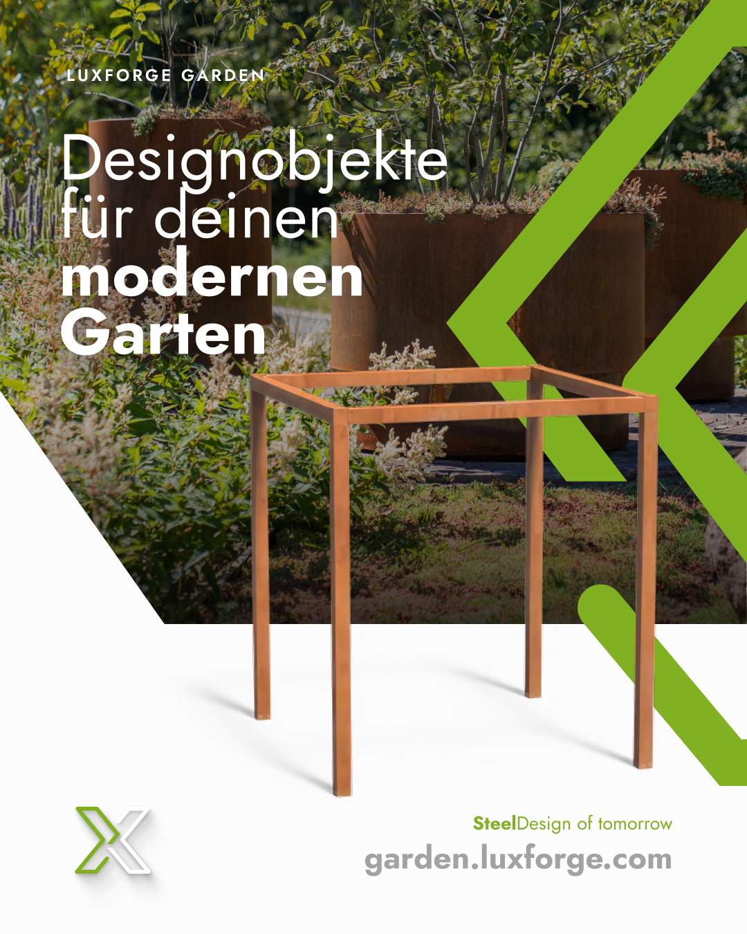 Luxforge Facebook ad: Mit einer Pergola schaffst du einen stilvollen Rückzugsort…