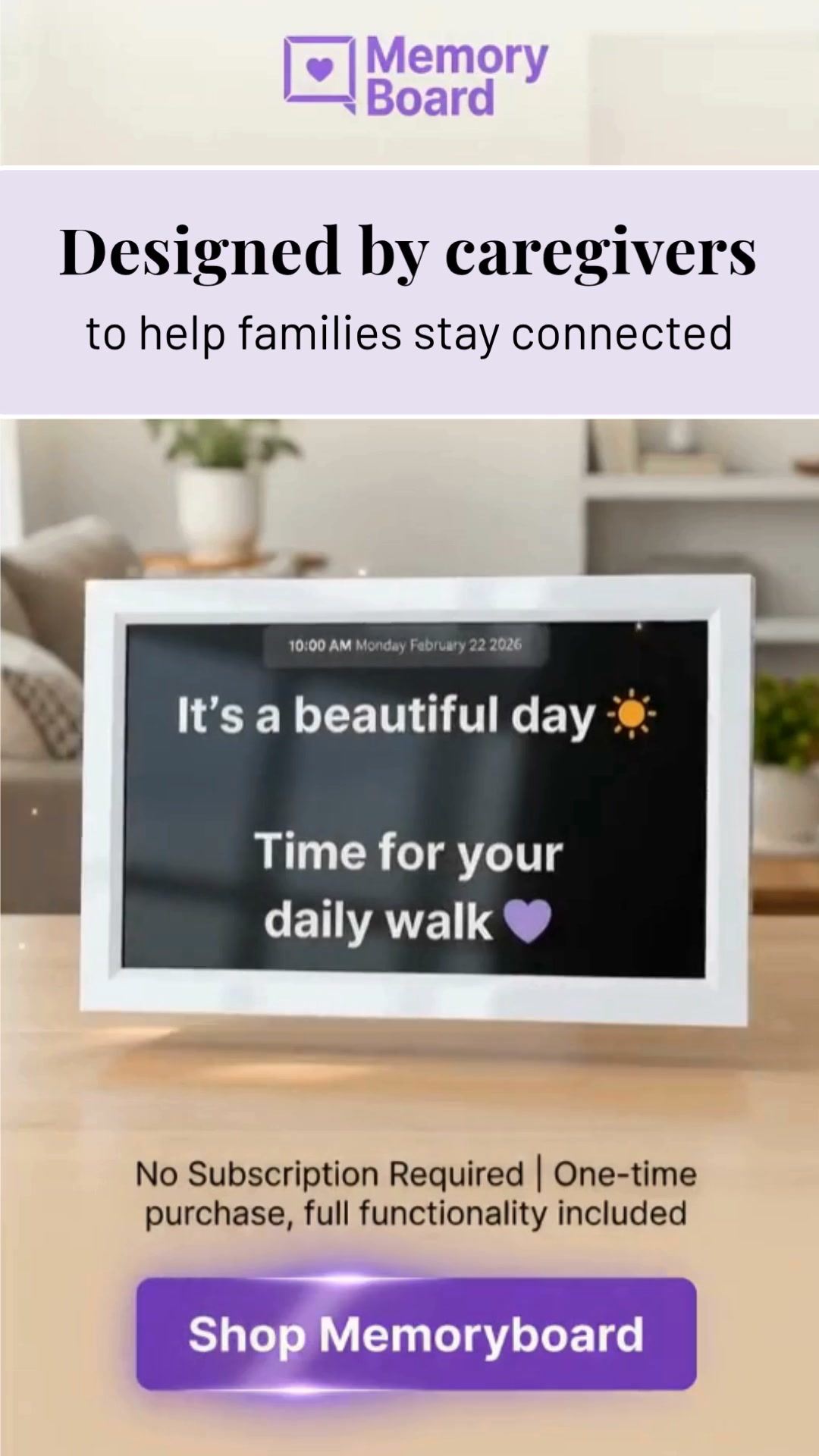 Memoryboard Facebook ad: Designed by Caregivers