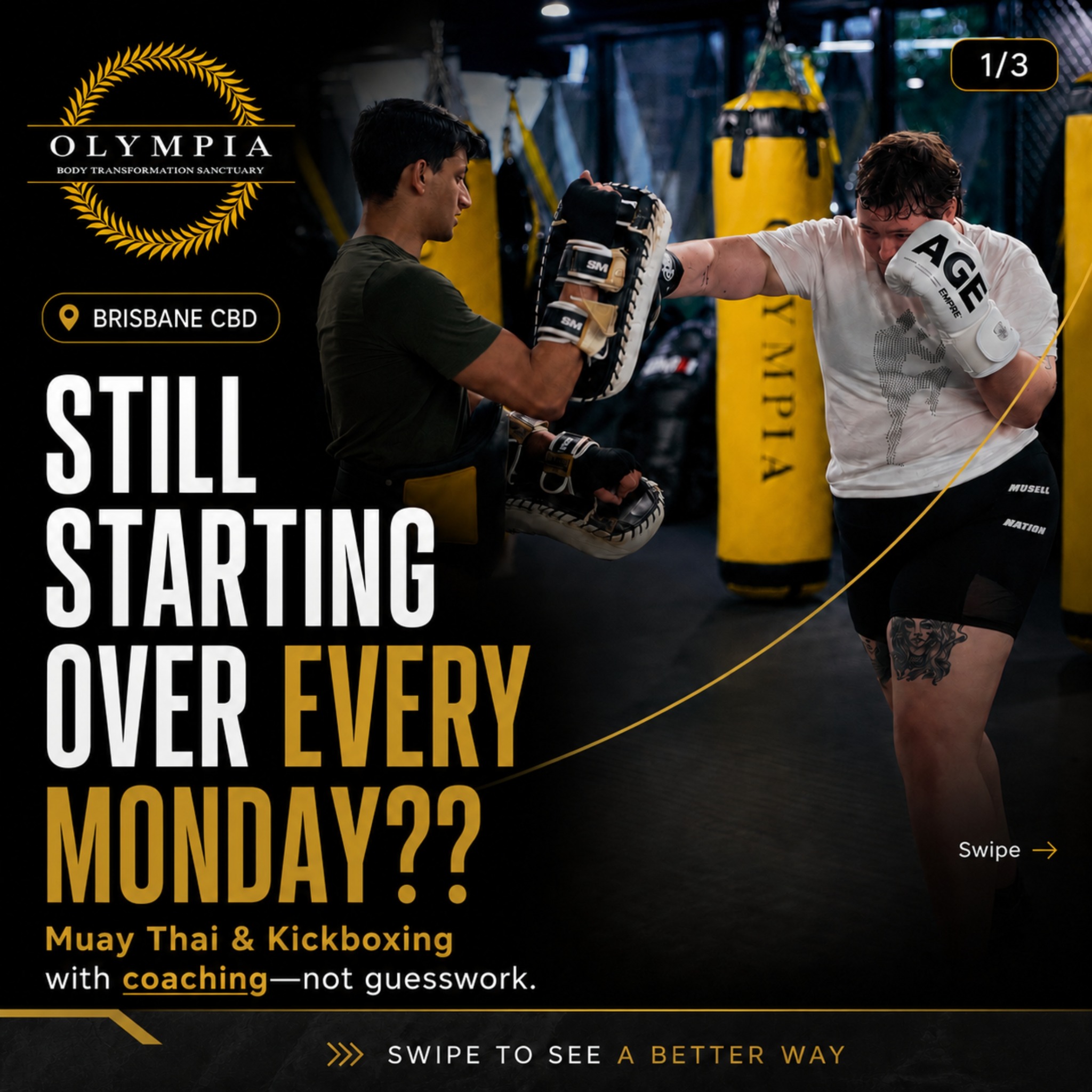 Olympia Transformations - Brisbane CBD Facebook ad: BRISBANE CBD, YOUR TRANSFORMATION STARTS HERE