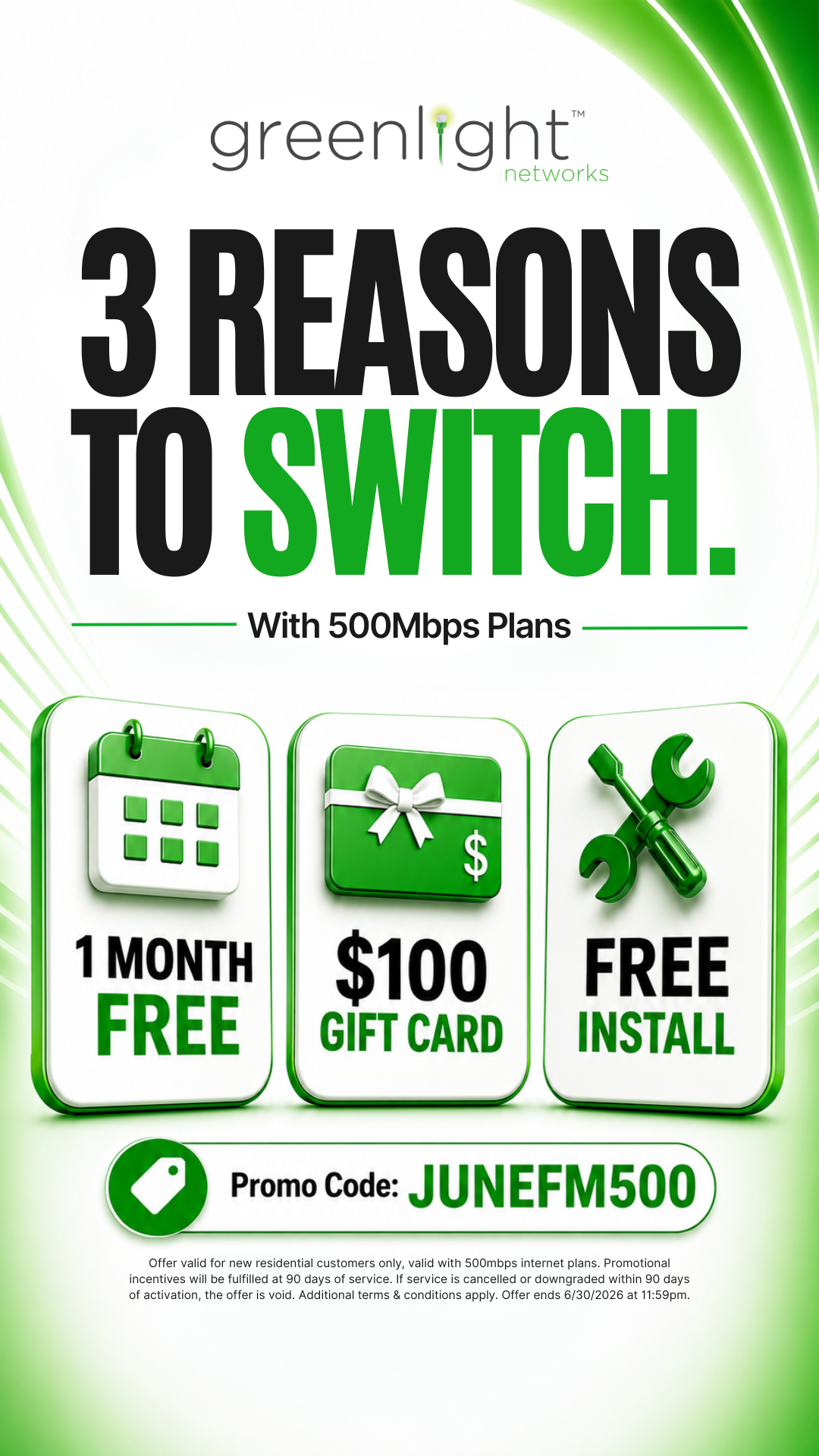 Greenlight Networks Facebook ad from Jun 1, 2026