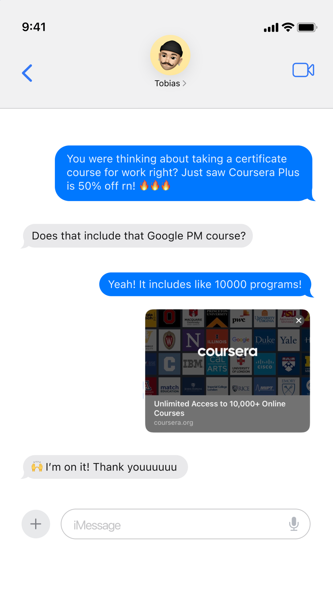 Coursera Facebook ad