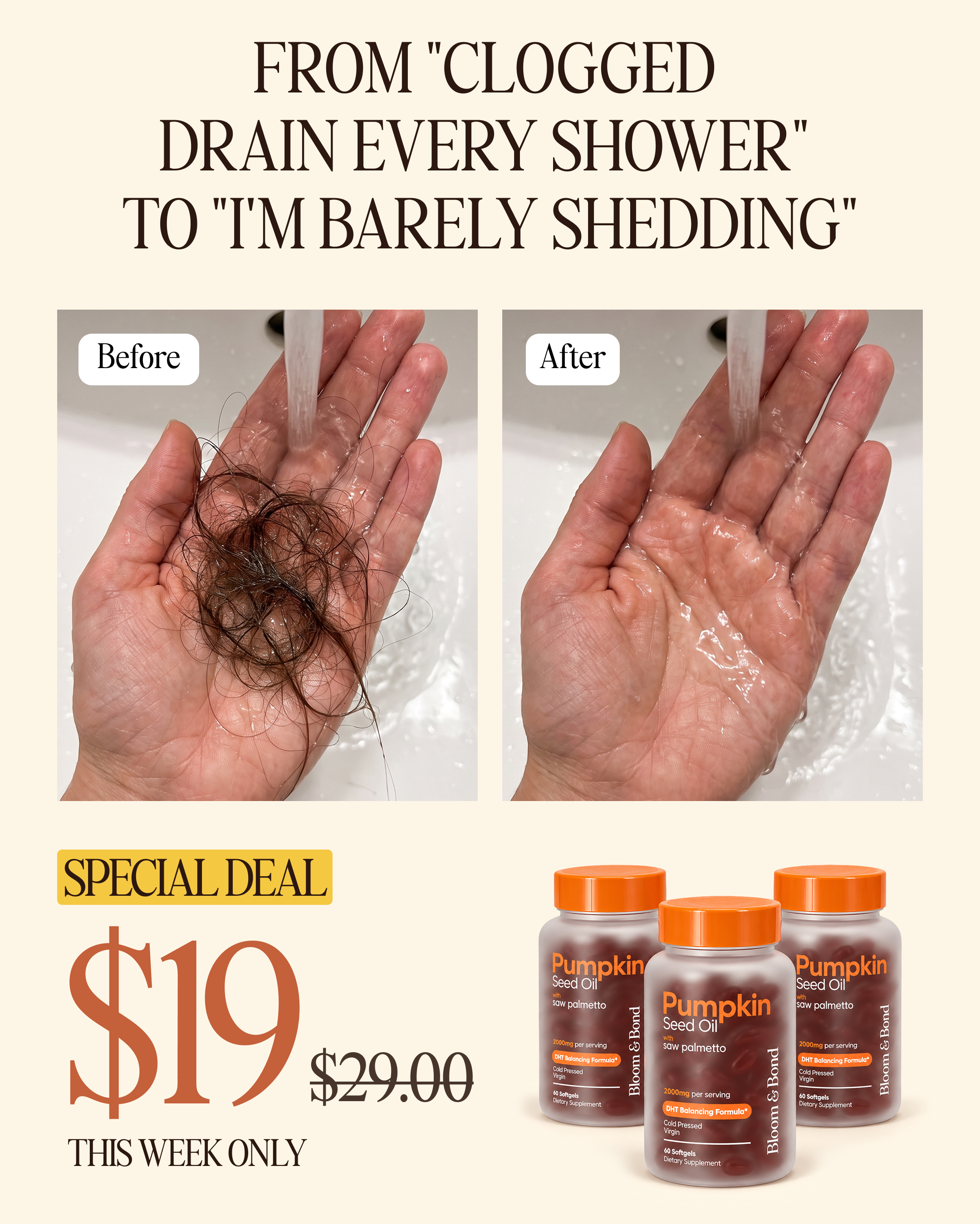 Bloom & Bond Facebook ad: Help Hair Loss Naturally