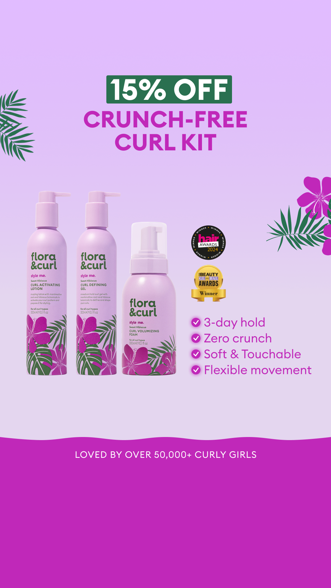 Flora & Curl Haircare Facebook ad