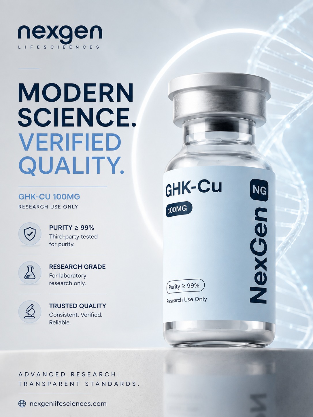 NexGen Life Sciences Facebook ad: GHK-Cu 100mg | ≥99% Purity