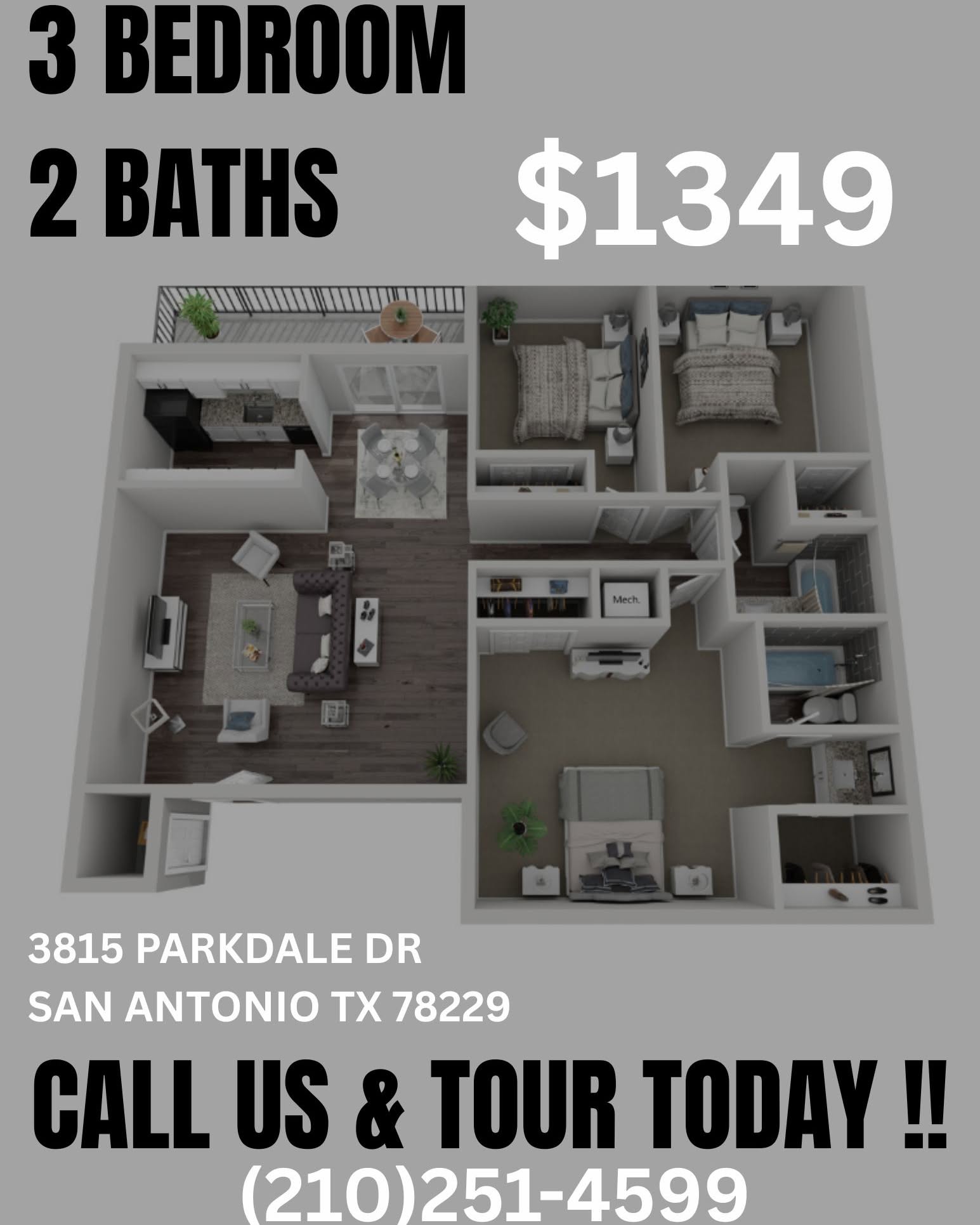America Guevara Facebook ad: 3 Beds 2 Baths Apartment