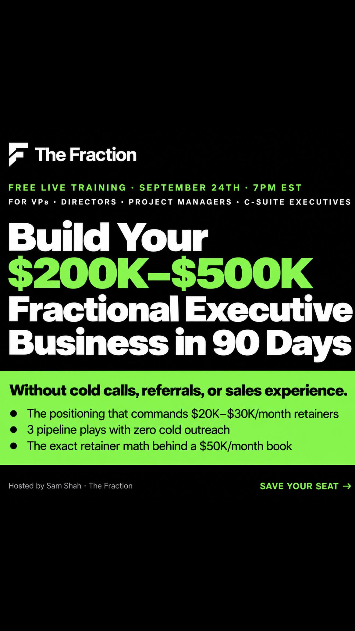 The Fraction Facebook ad: You already know. Now show up. September 24th · 7PM EST.