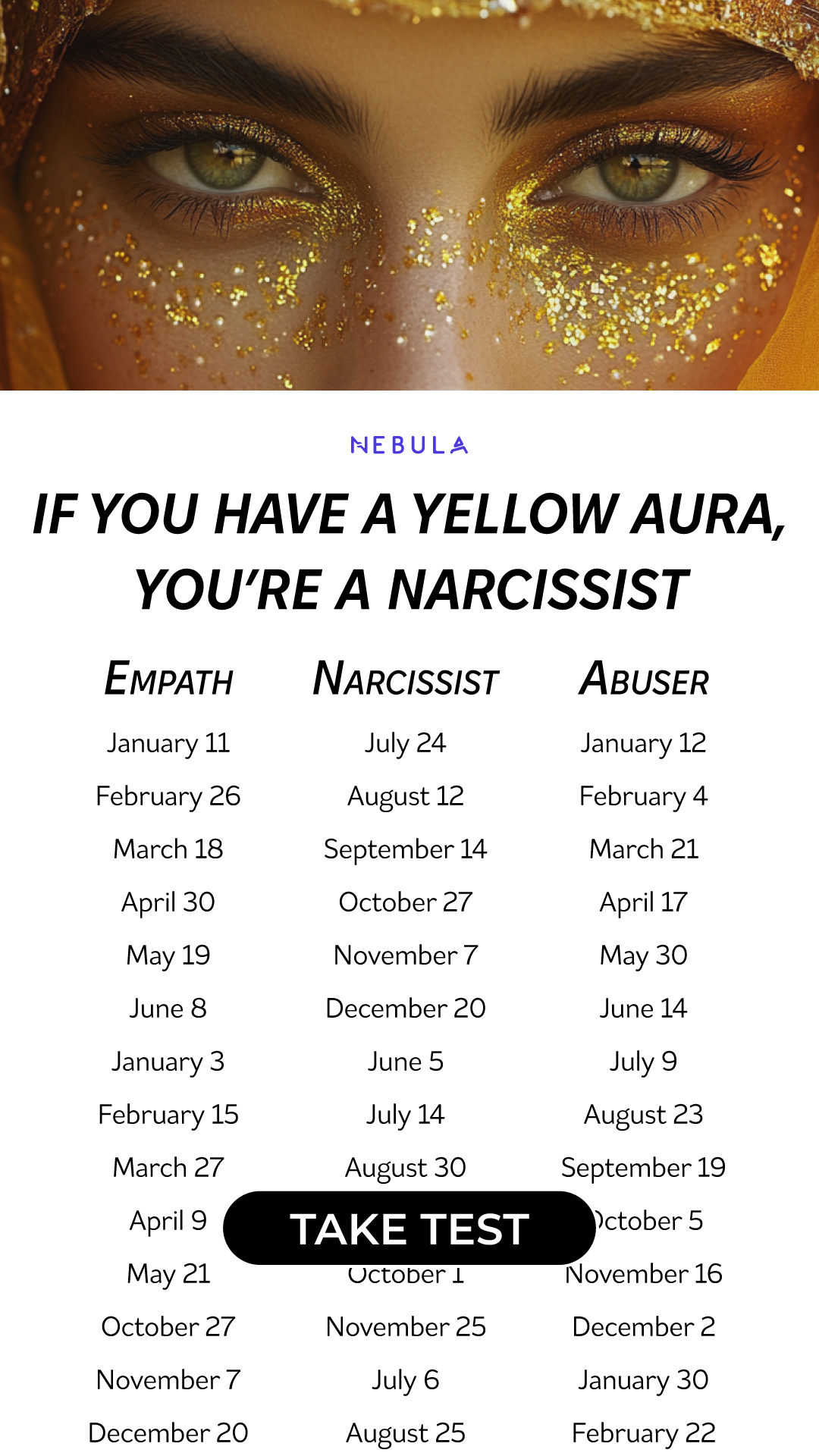 Nebula: Spirit Animal Reading Facebook ad: Take test ->