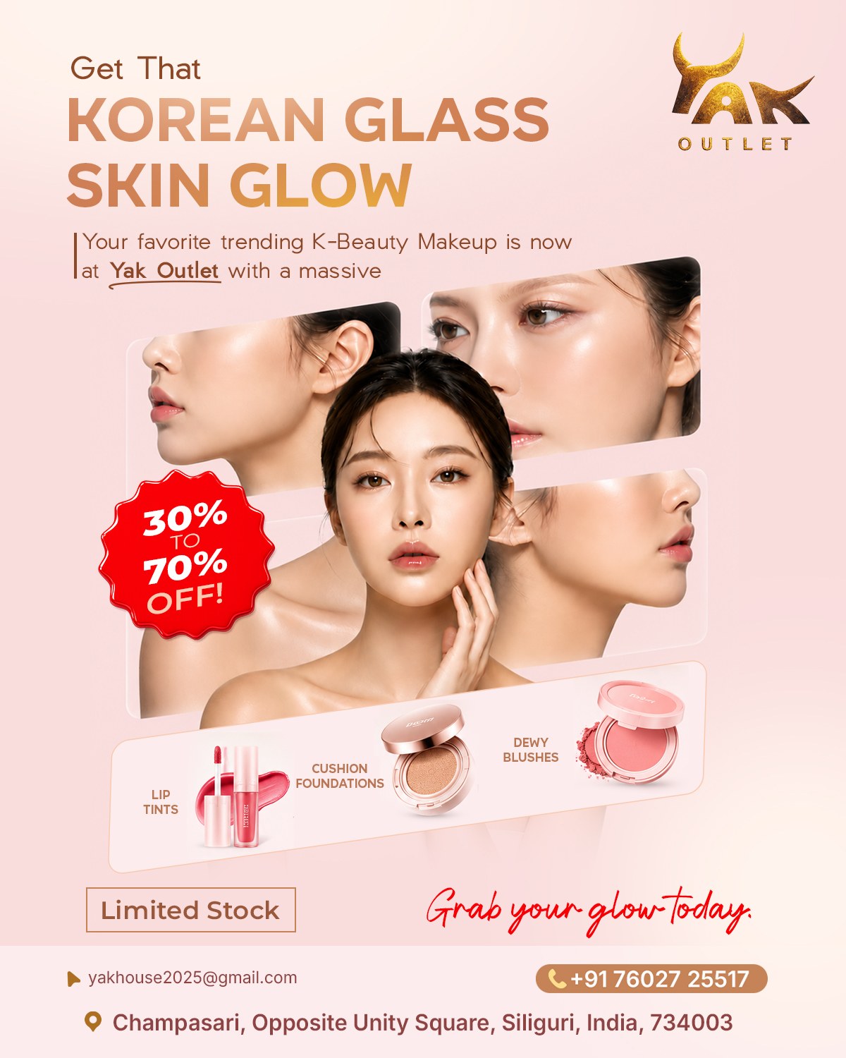 Yak Outlet Facebook ad: GET THAT VIRAL KOREAN GLASS SKIN GLOW FOR…