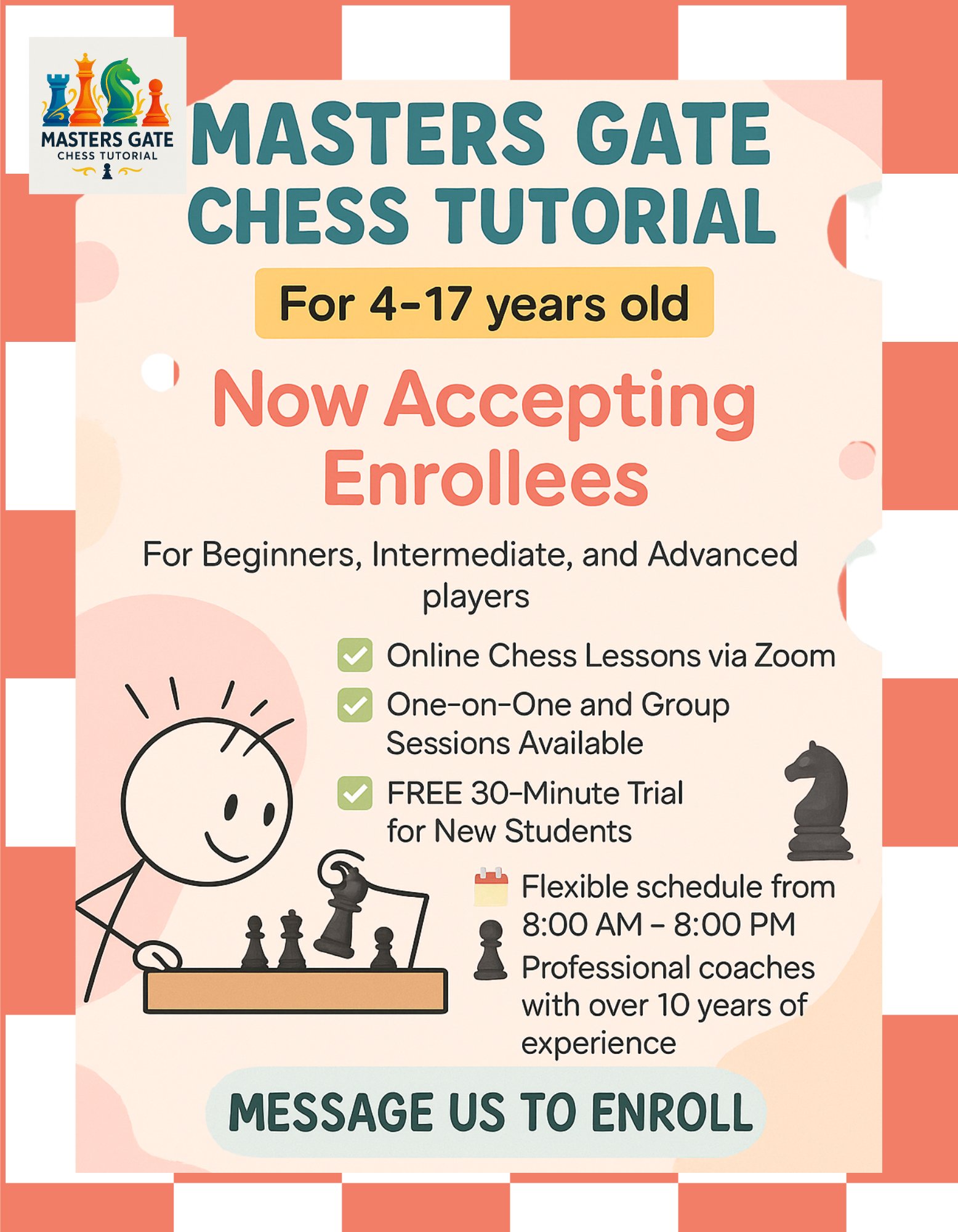 Masters Gate Chess Academy Facebook ad: Is your child curious about chess, or ready…