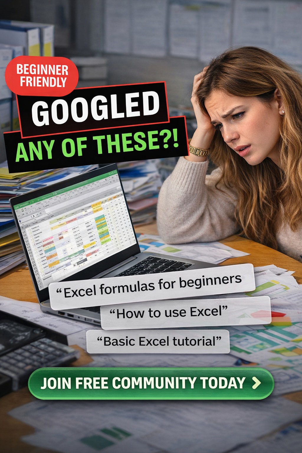 Excel Mastery Facebook ad: Struggling With Excel?