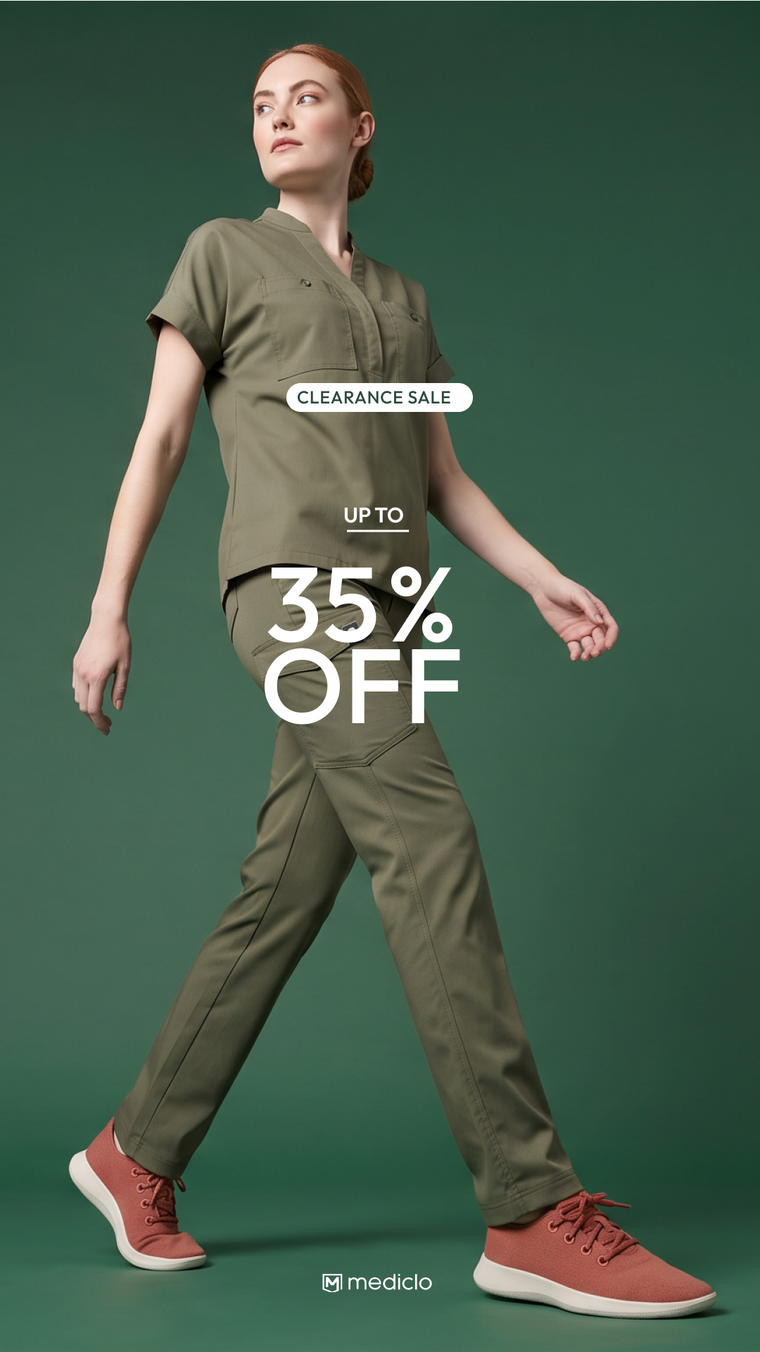 Shopmediclo Facebook ad: Olive Green Scrubs: 35% OFF