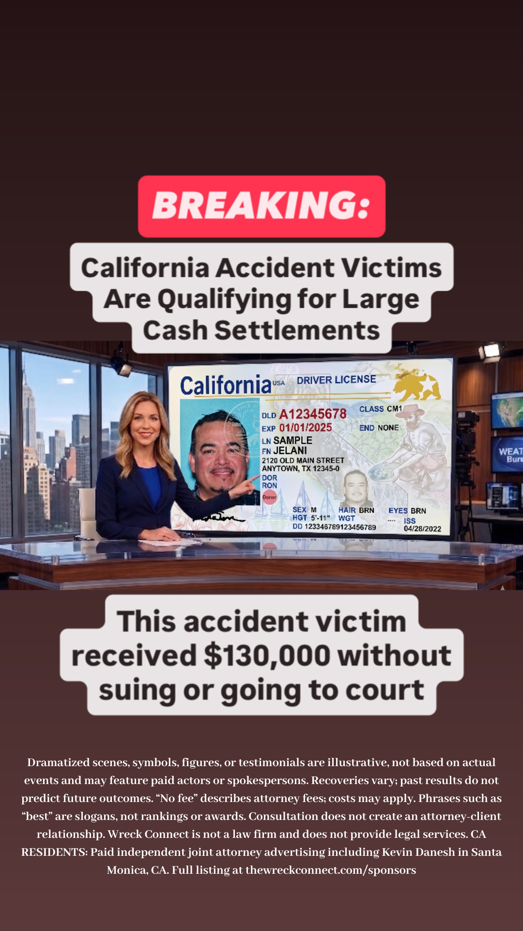Car Accident Compensation Facebook ad
