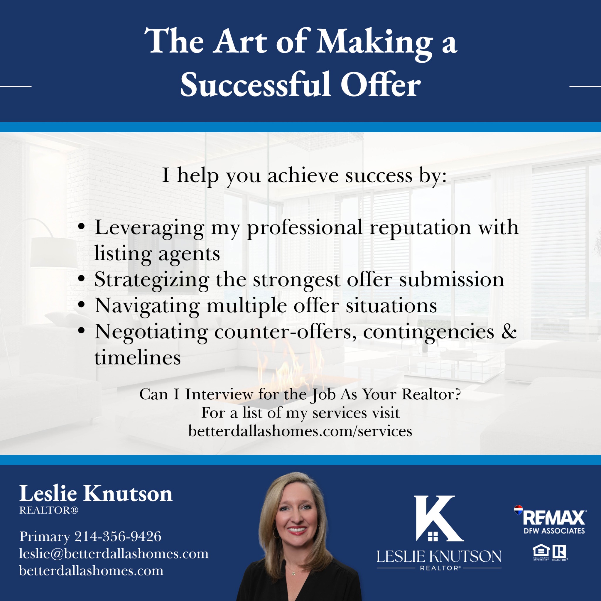 Leslie and Erik Knutson Real Estate Facebook ad: Message or Call (214) 356-9426