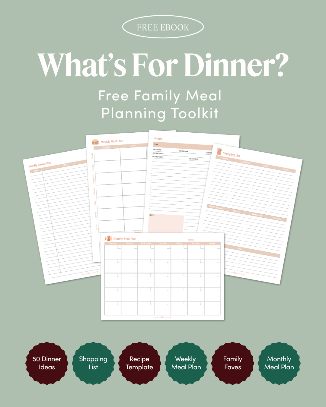 Organising Life Beautifully Facebook ad: Free meal planning toolkit