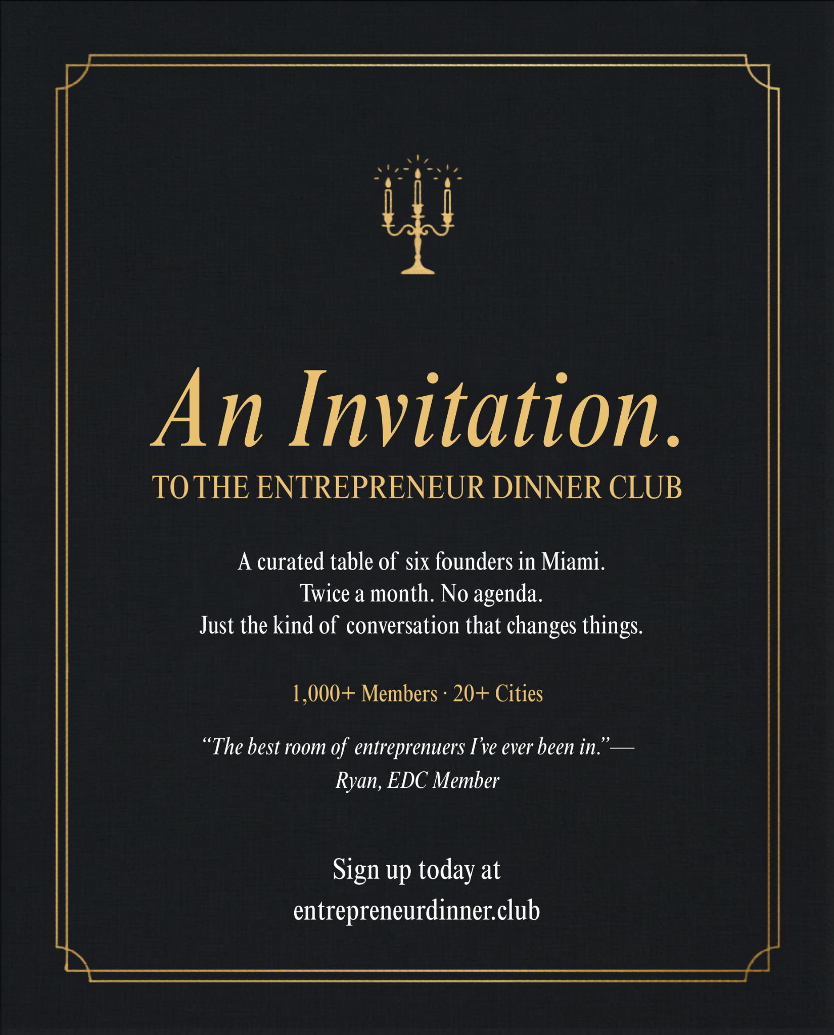 Entrepreneur Dinner Club Facebook ad