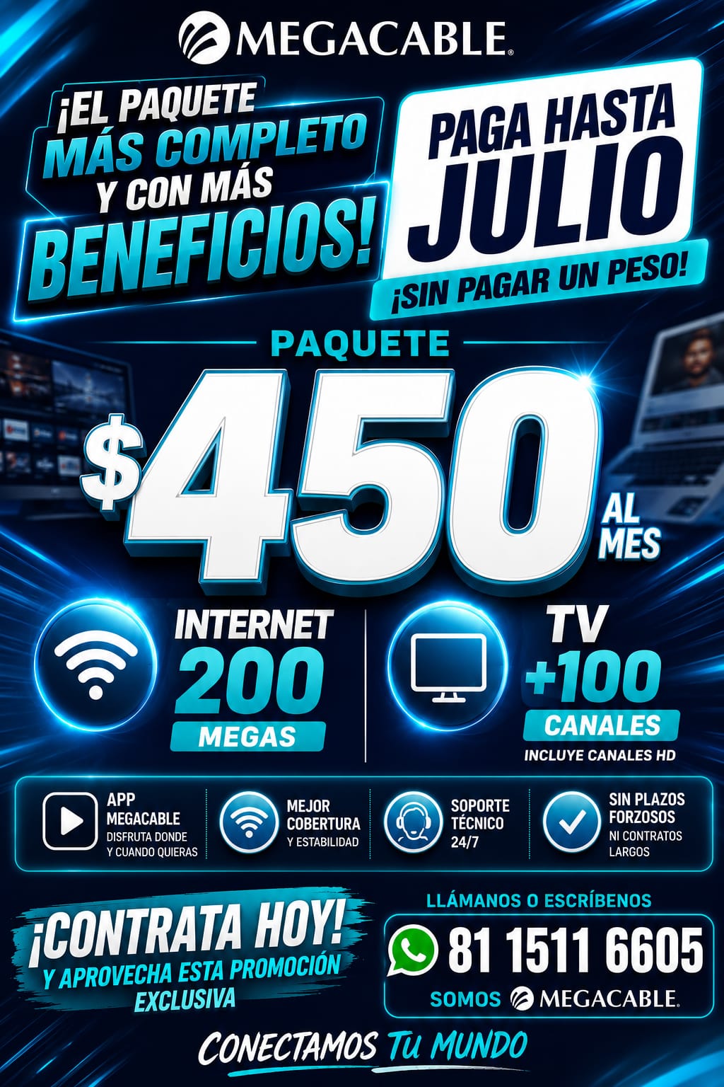 Josue Megacable Facebook ad: AMIGOS ESTAMOS INSTALANDO MEGACABLE