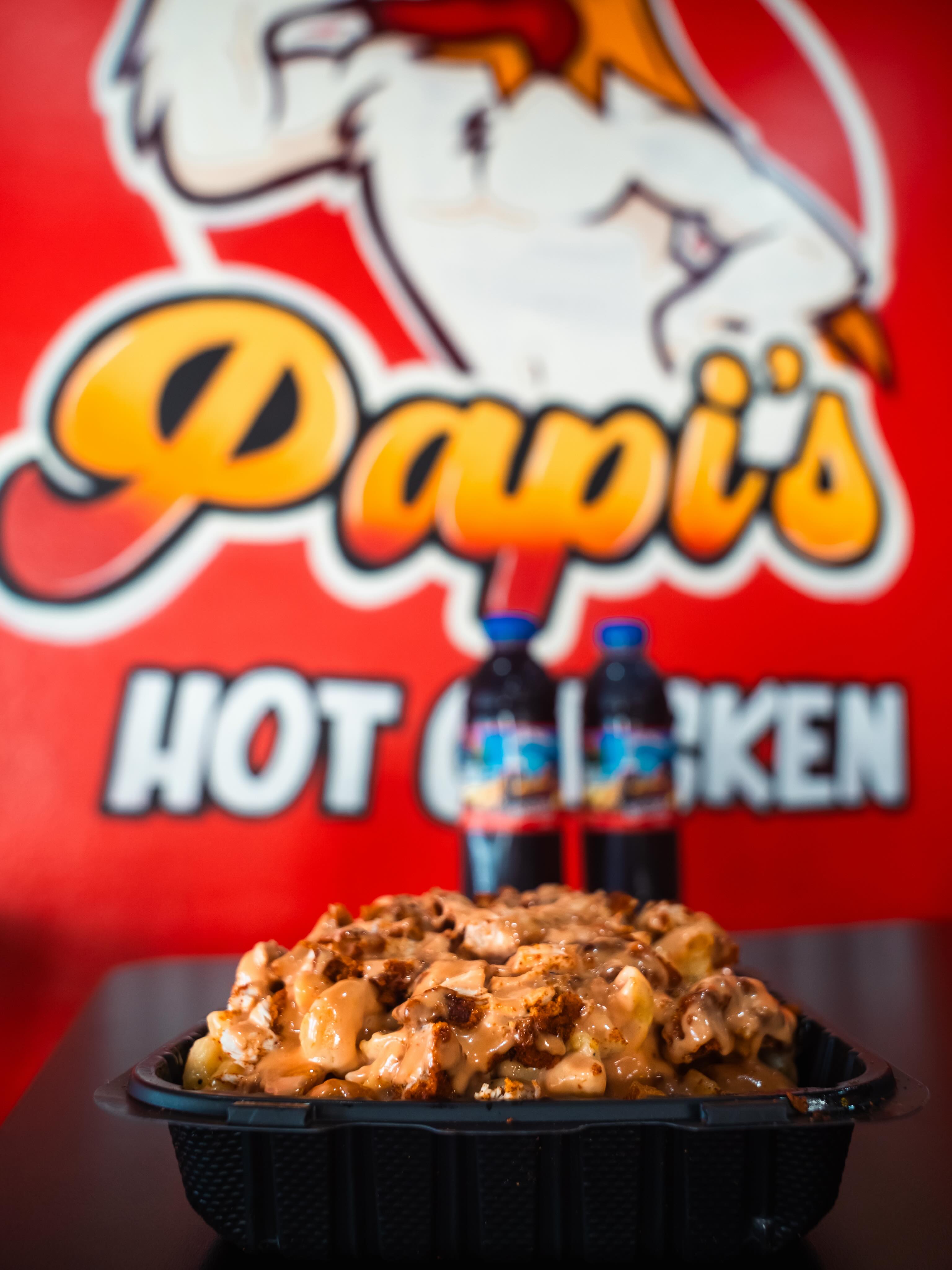 Papi’s Hot Chicken Facebook ad: Loaded Fries + Aguas Frescas!