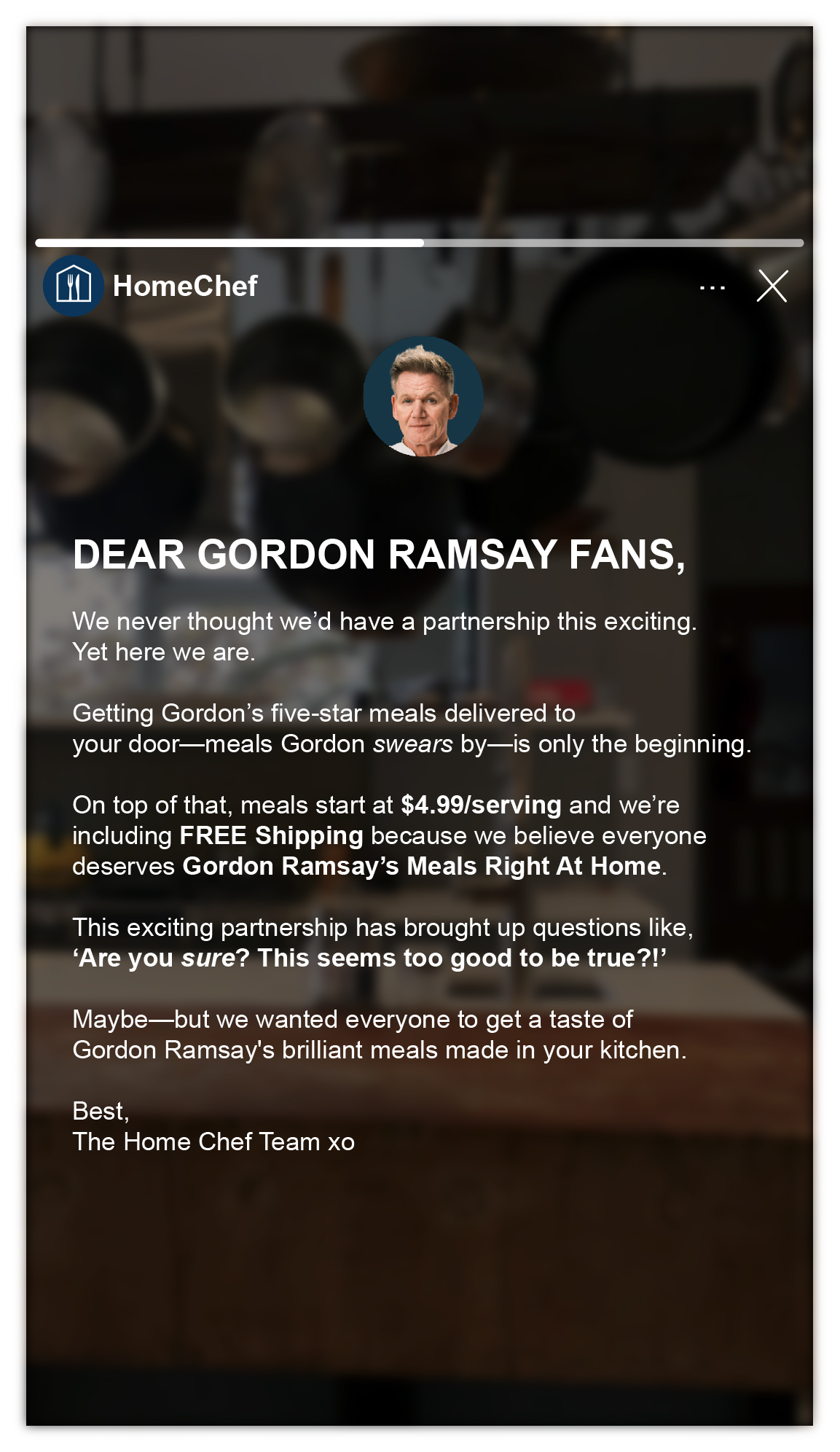 Home Chef Facebook ad