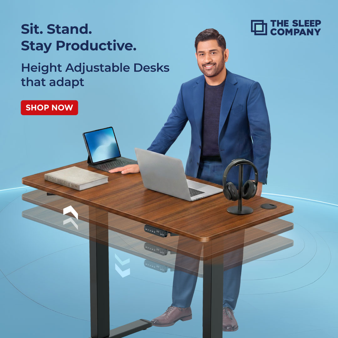 The Sleep Company Facebook ad: Upgrade the way you work with the Sleep Company Adjustable…
