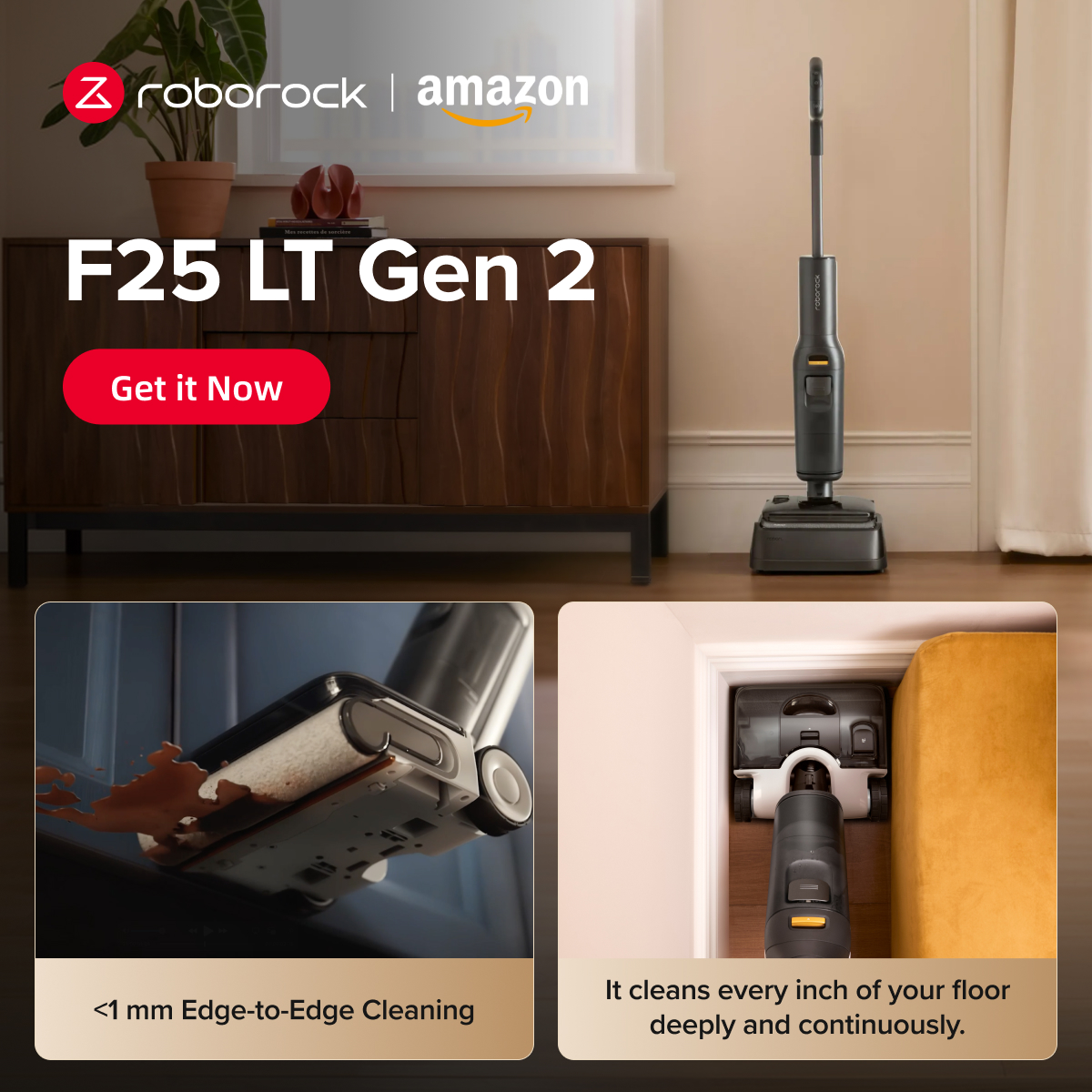 Roborock Australia Facebook ad: One-Stroke Wet and Dry Clean