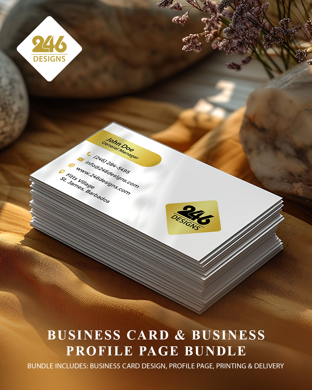 246 Designs Facebook ad: We design, print & deliver!