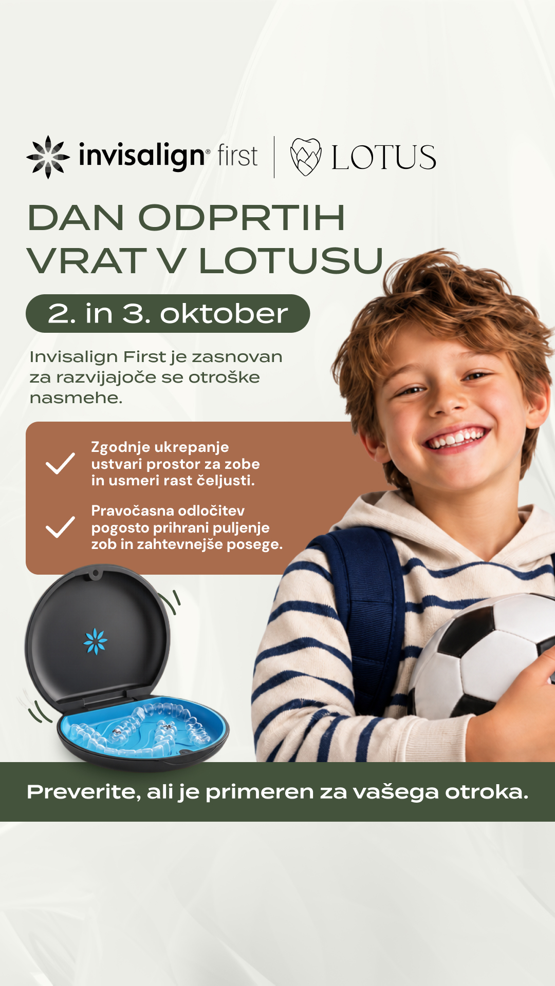 Lotus dentalni center Facebook ad: Vaš otrok takoj do zobnega aparata