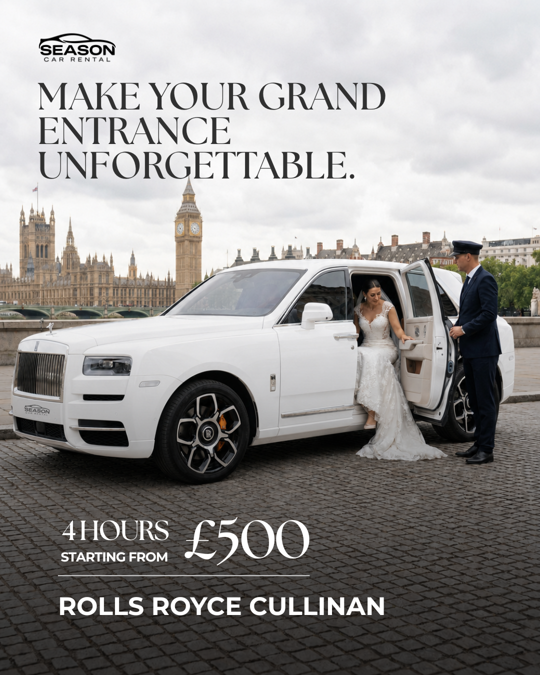 Season Car Rental Facebook ad: Your wedding deserves a Rolls-Royce.