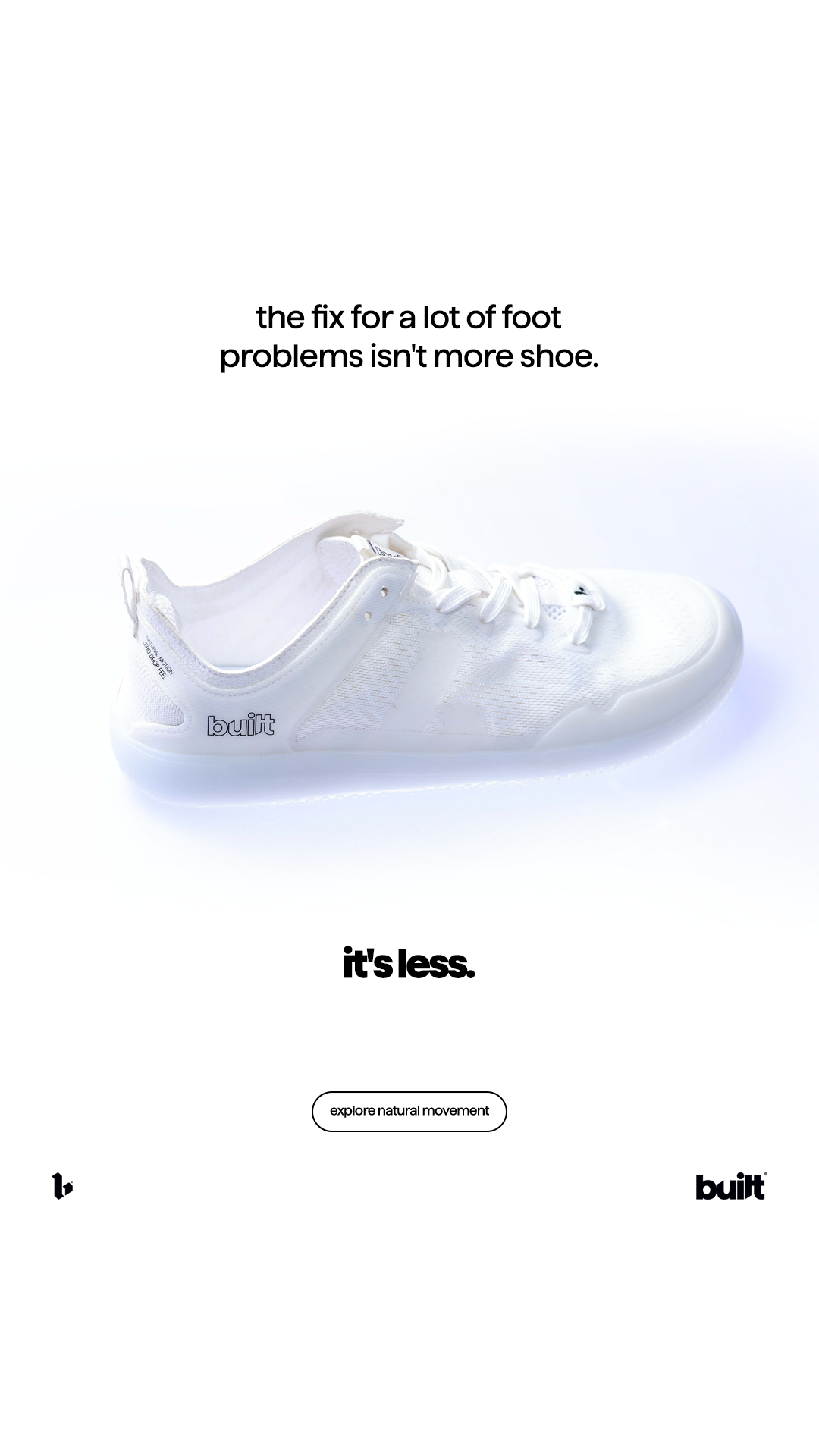 Built Athletics Facebook ad: Natural Movement Shoe v1 is live now. Shop now.