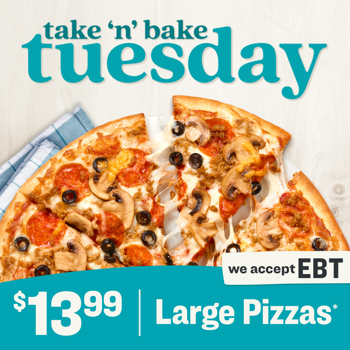 Papa Murphy's Pizza Facebook ad: $13.99 Tuesday Pizza Day!