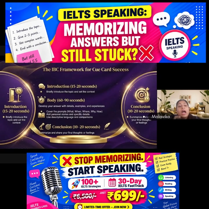 I-blue Education Facebook ad: 100+ IELTS Strategies, Just ₹699