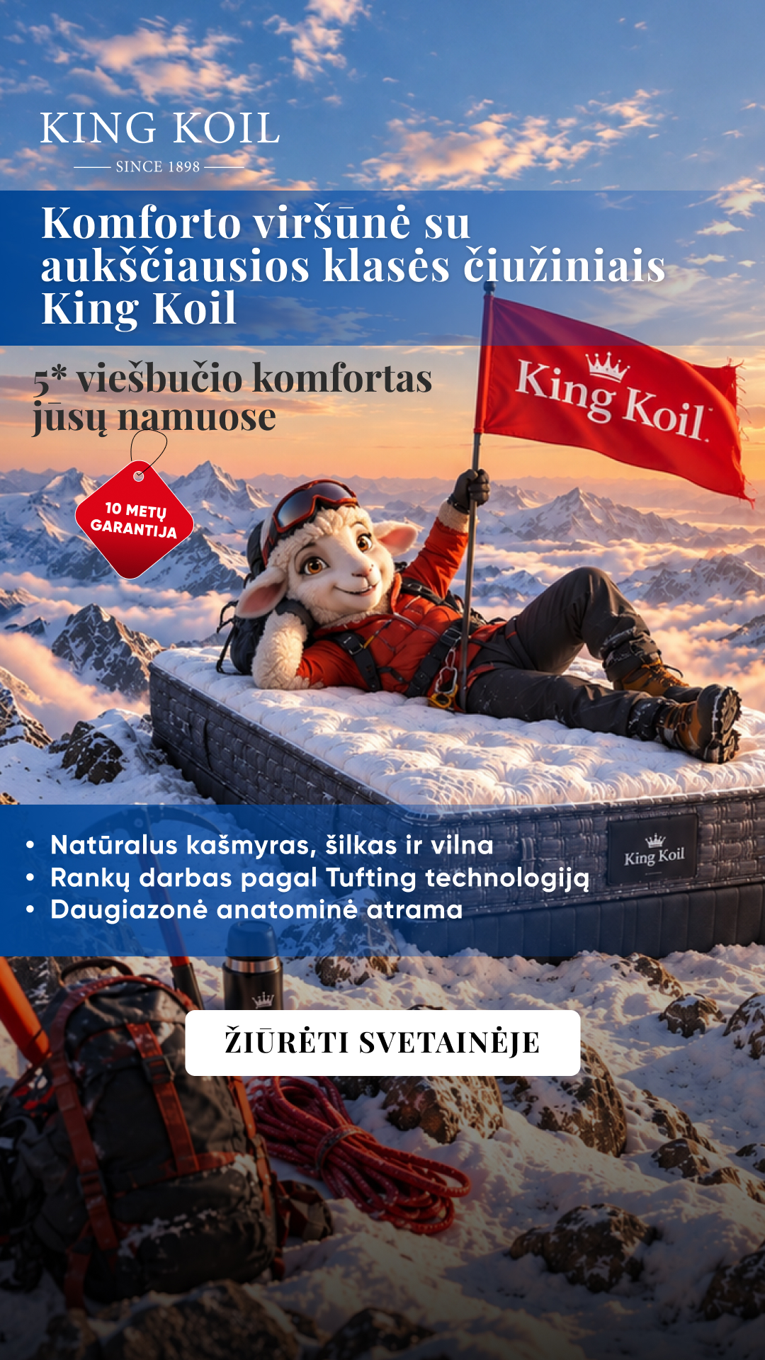 Sleepshop Facebook ad: King Koil Čiužiniai