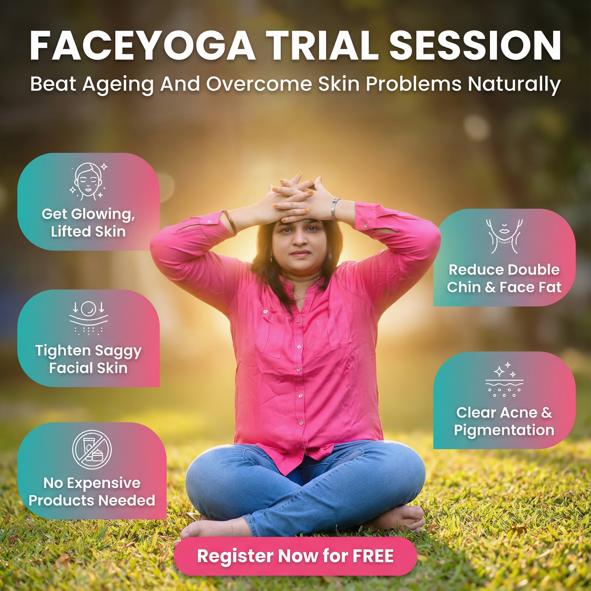 Urmila Kote -Nutritionist & Face Yoga Expert Facebook ad: Look 10 Years Younger with Face Yoga!