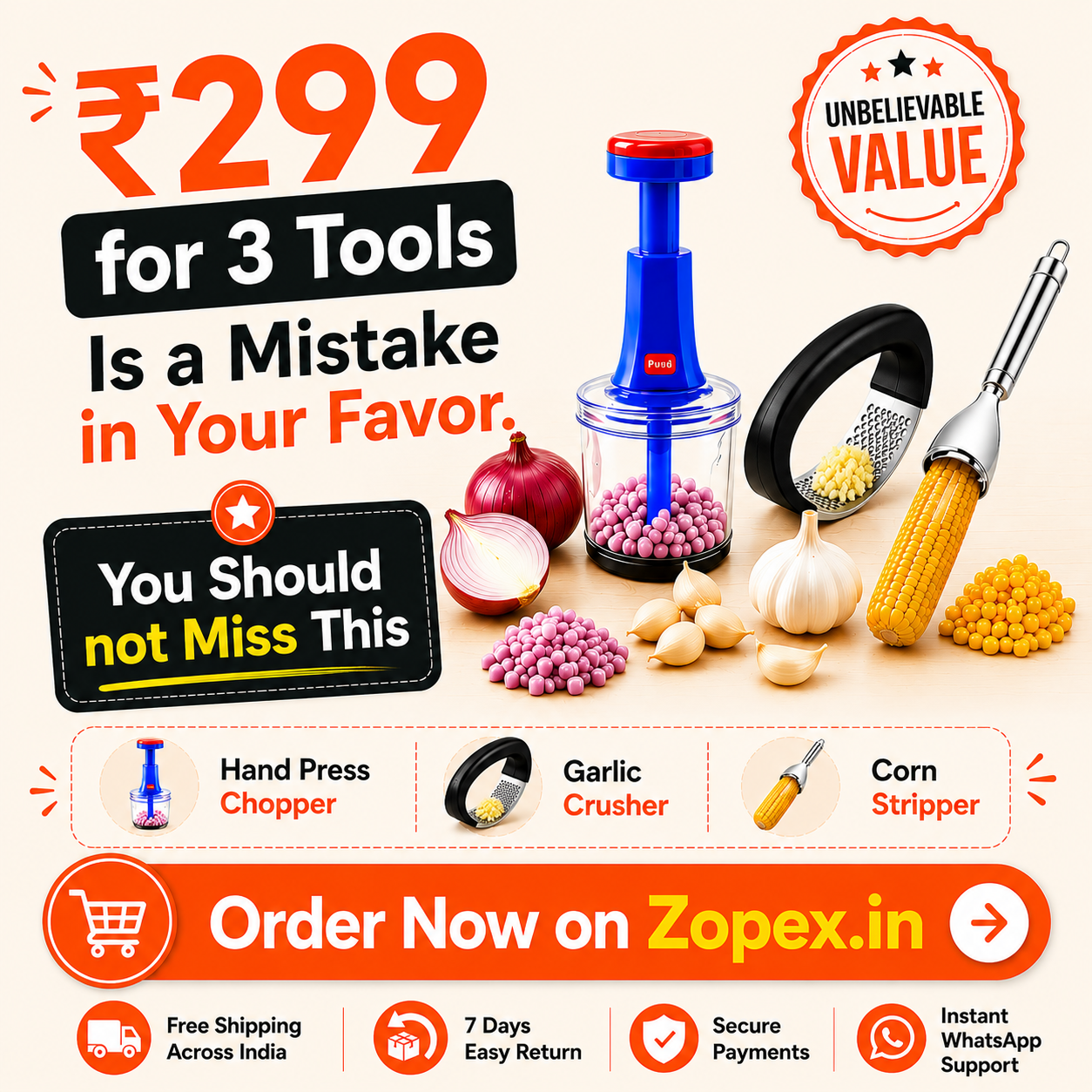 Zopex.in Facebook ad: Your kitchen deserves smarter tools, not expensive ones.