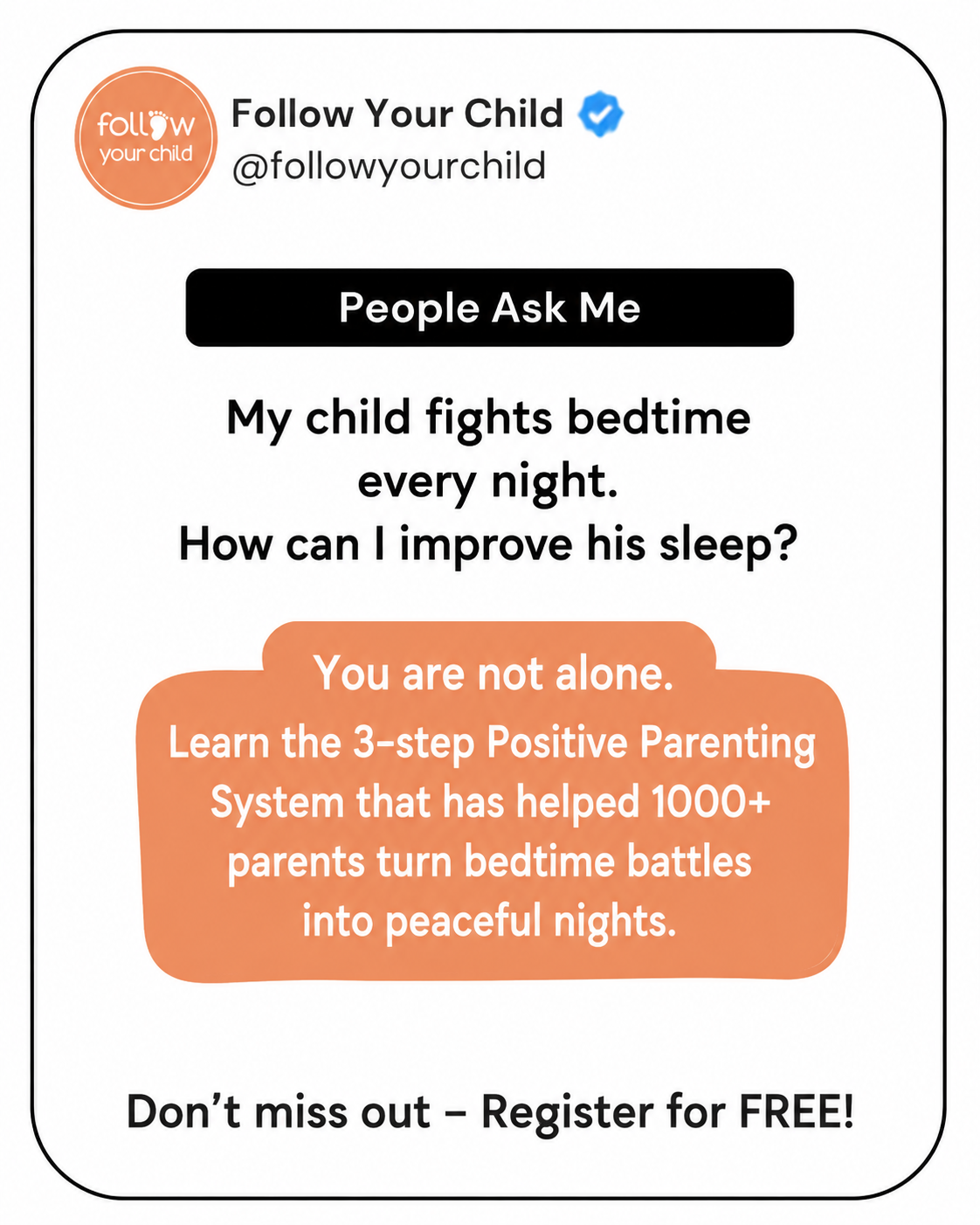 Follow Your Child Parenting Services Facebook ad