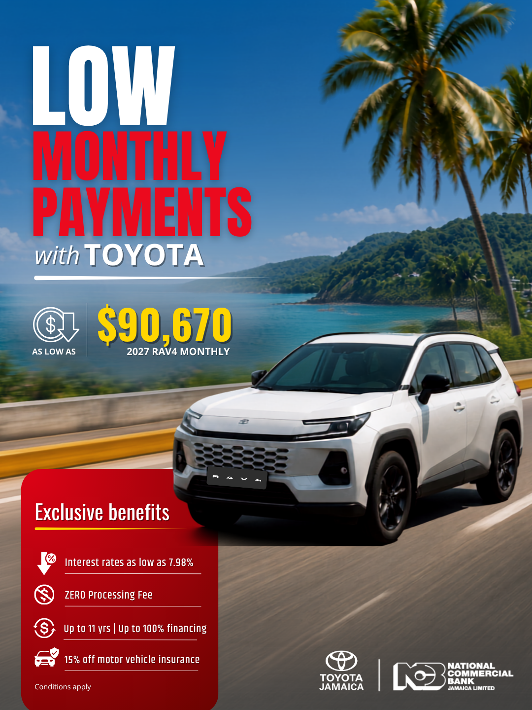 Toyota Jamaica Limited Facebook ad: Big possibilities. Smaller monthly payments.