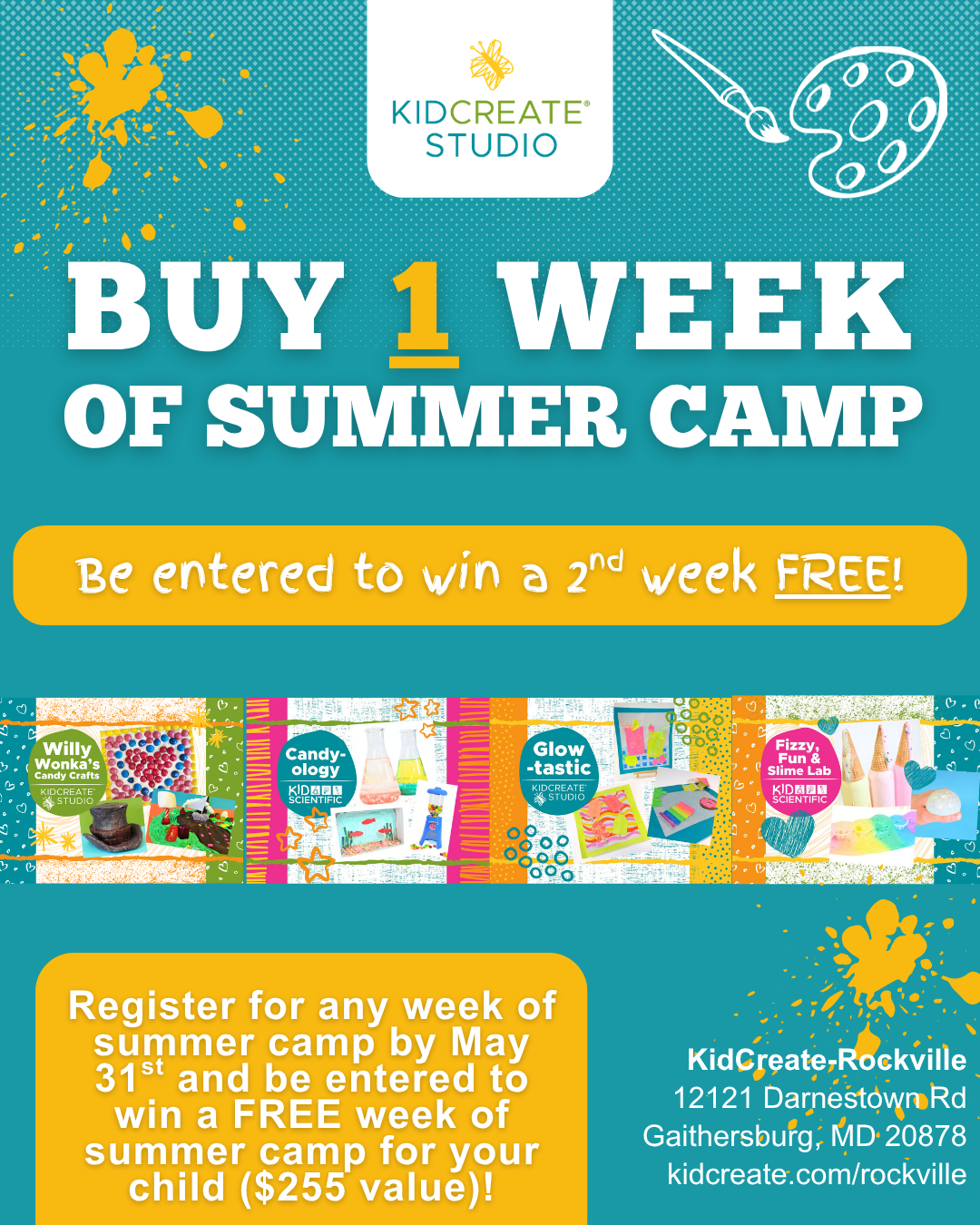 Kidcreate Studio - Rockville, MD Facebook ad: Buy 1 week of Summer Camp and you…
