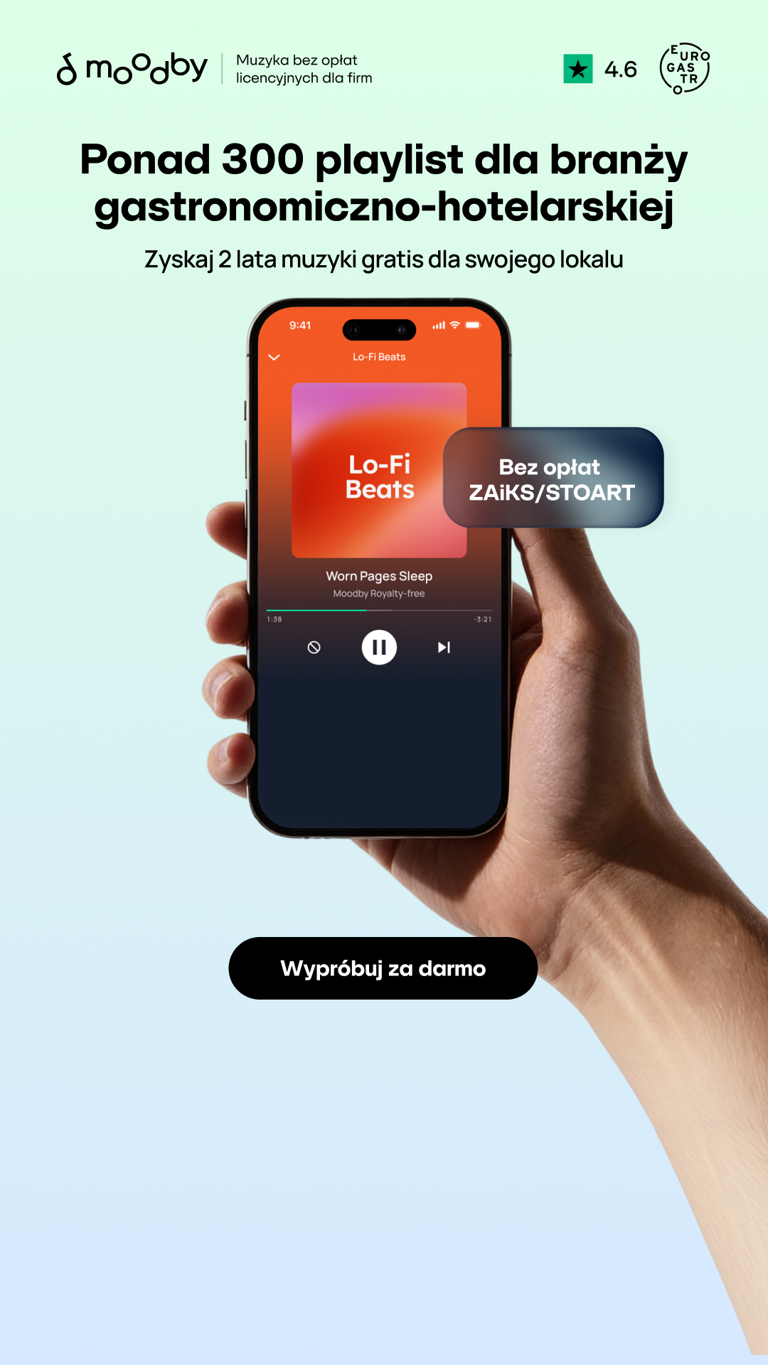 Moodby - Music streaming service for business Facebook ad from Feb 28, 2026