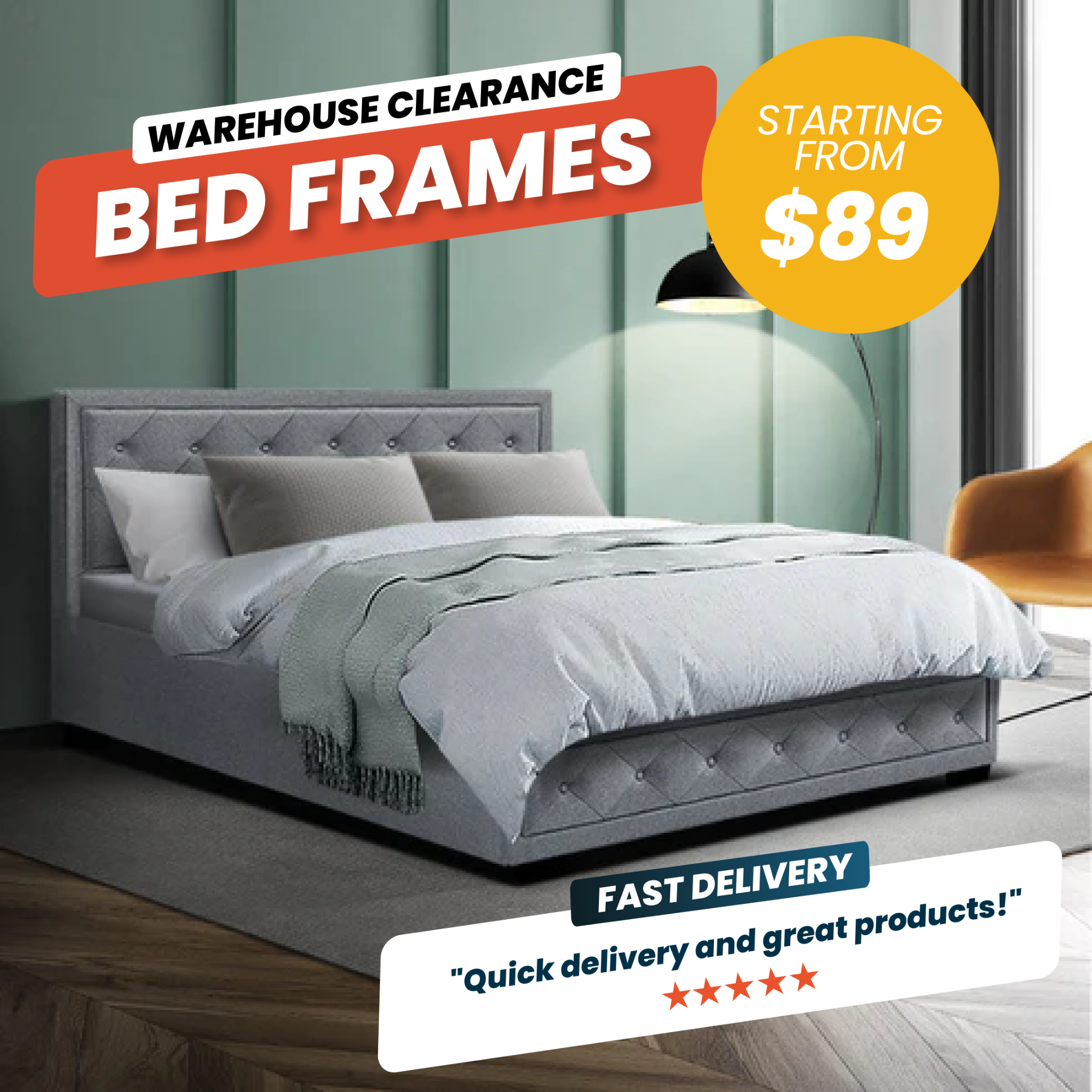 Factory Buys Facebook ad: Warehouse Clearance Sale: Upgrade your bedroom today