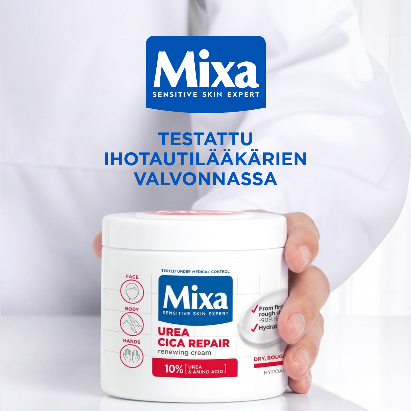 Sokos Facebook ad: Mixa, hellävaraista hoitoa herkälle iholle