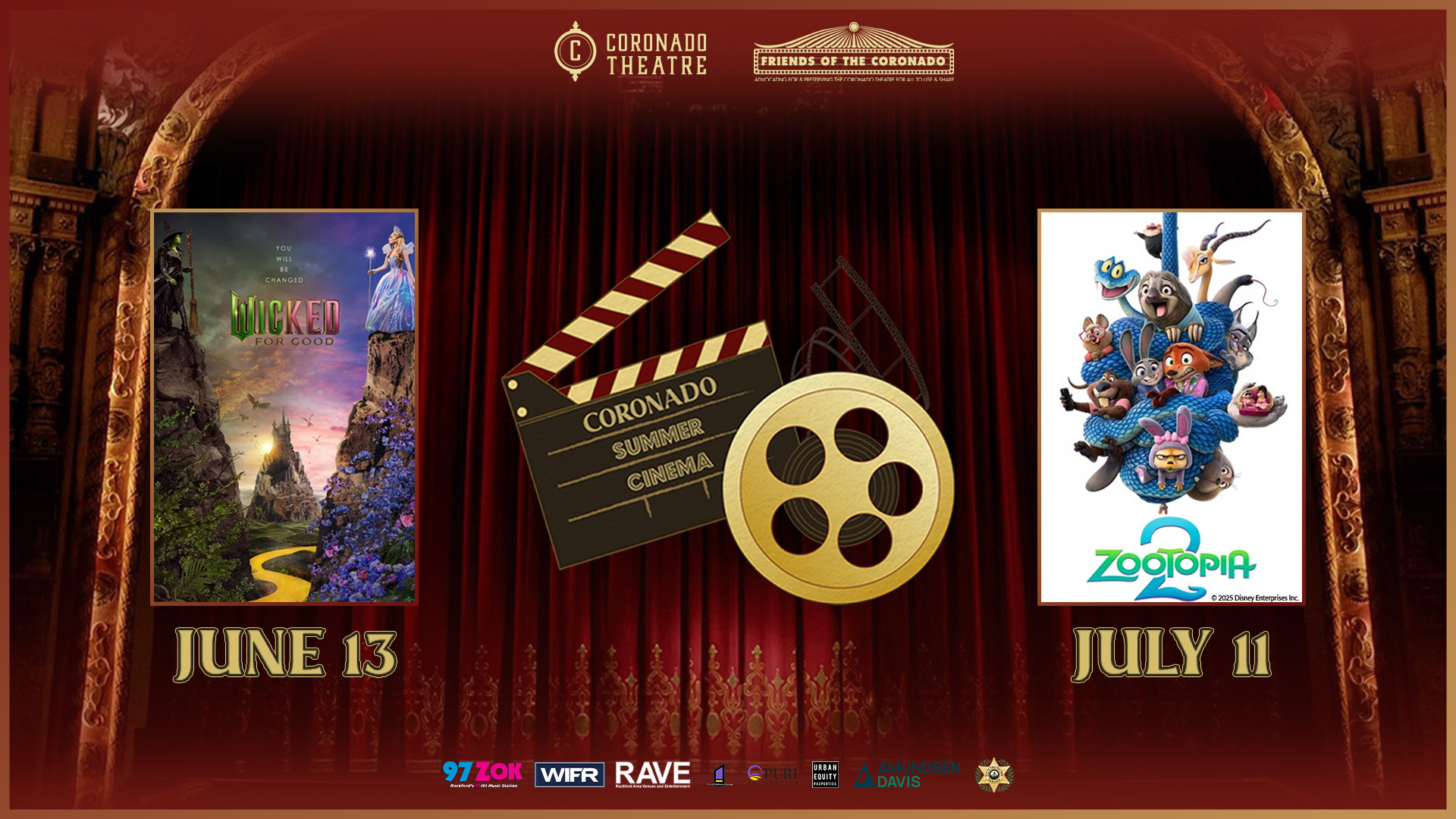 Coronado Theatre Facebook ad: Coronado Summer Cinema - Wicked: For Good (FREE ADMISSION)